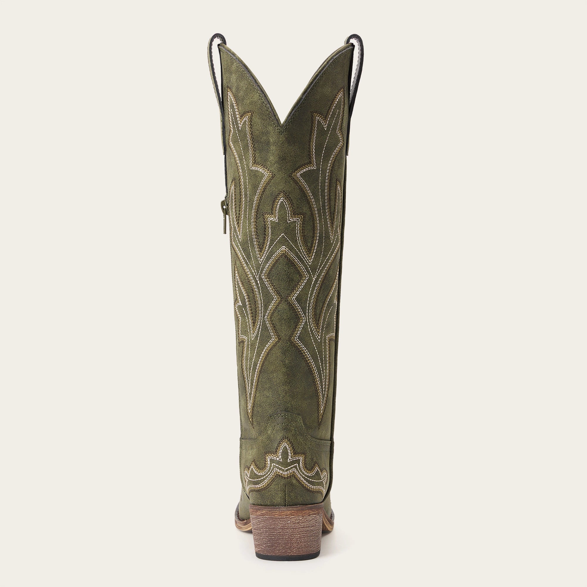 The Etta - Olive Short Tall Cowgirl Boots with Delicate Embroidery