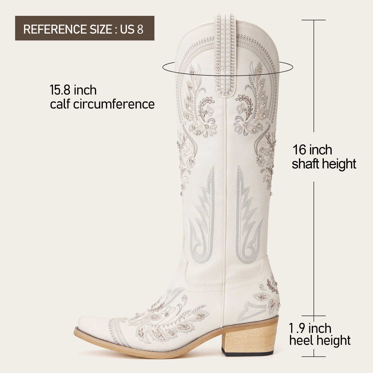 The Aurelia - Cream Floral Embroidered Rhinestone Snip Toe Cowgirl Boots