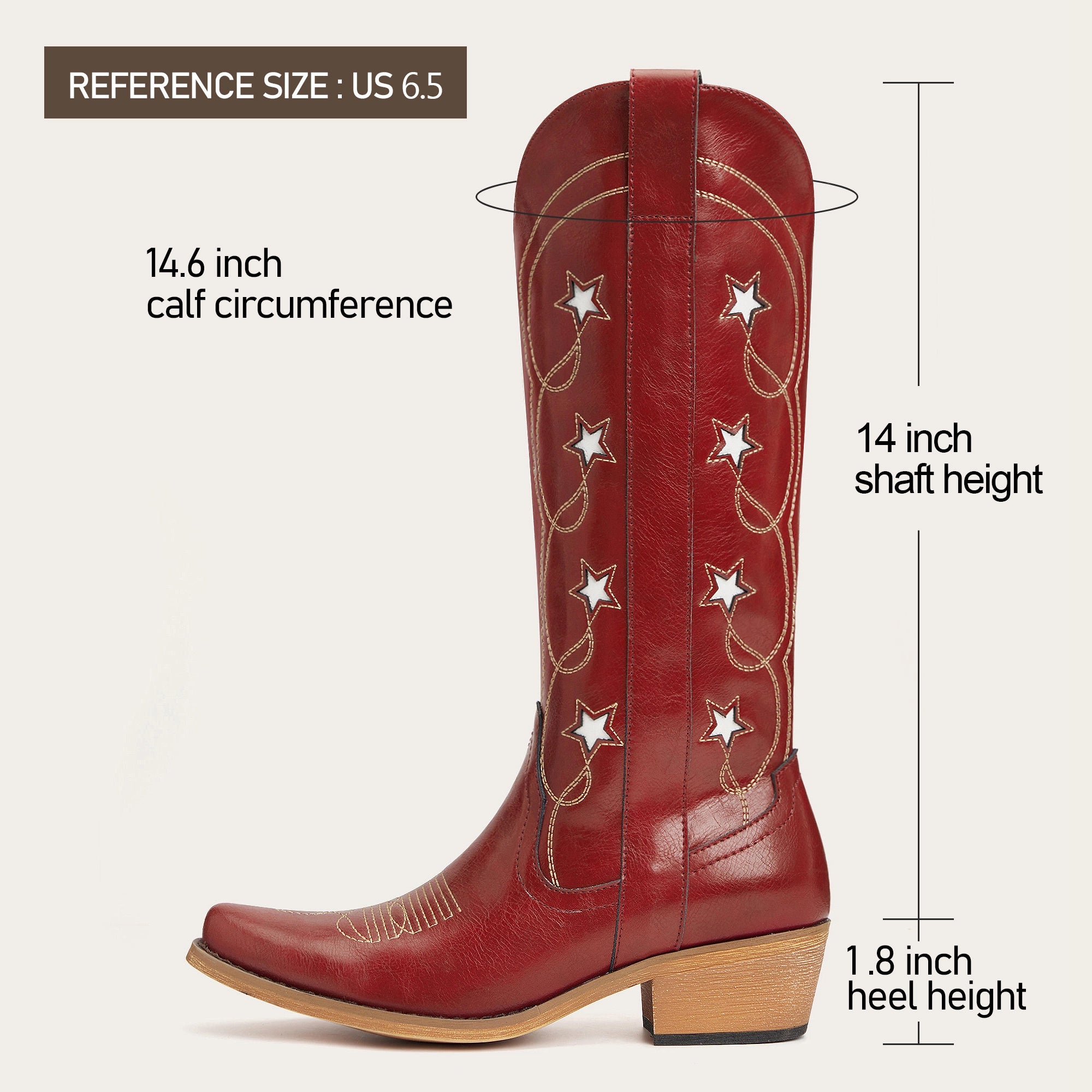 The Starla – Cherry Red Star Embroidered Cowgirl Boots