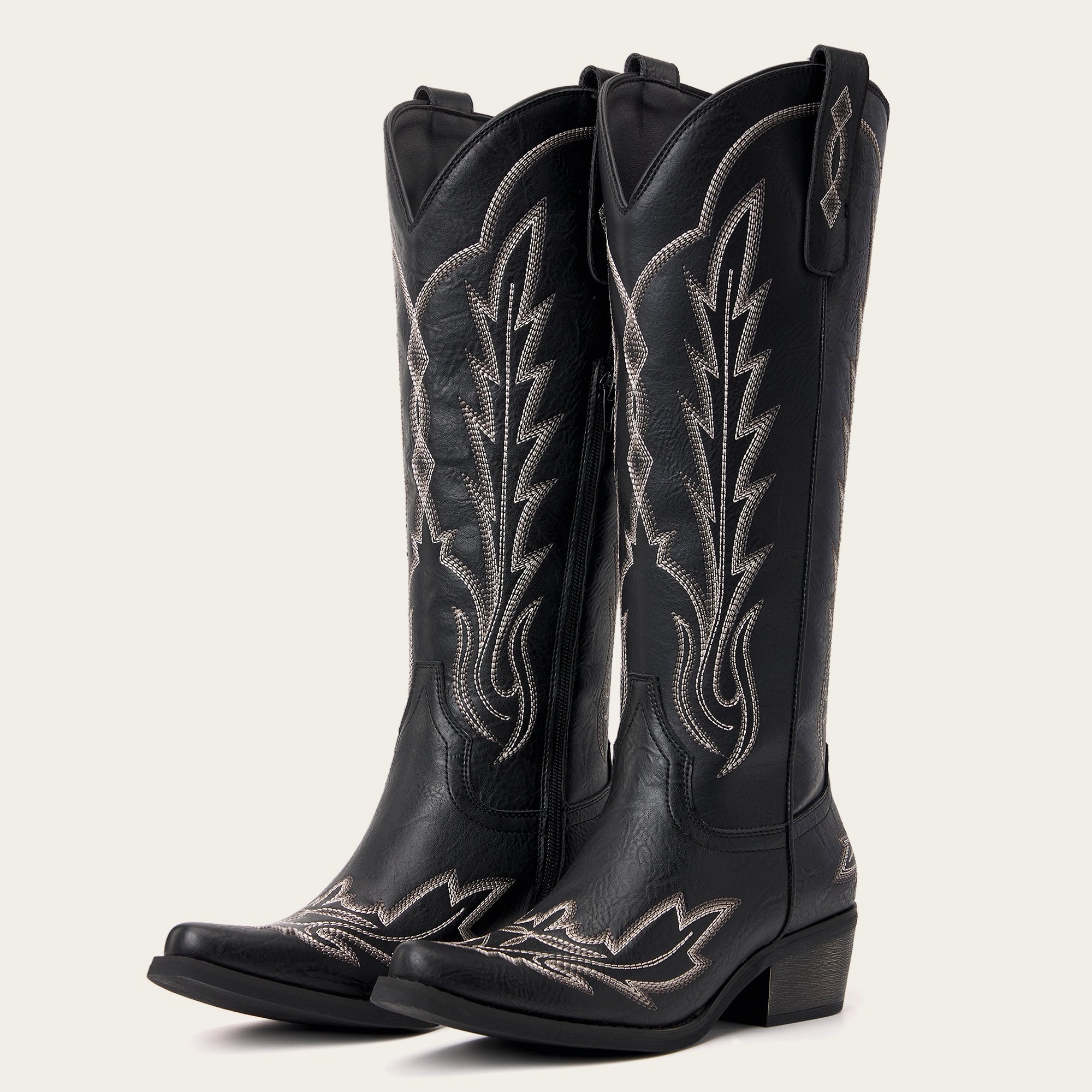 The Rosemary – Black Lightning Embroidered Cowgirl Boots