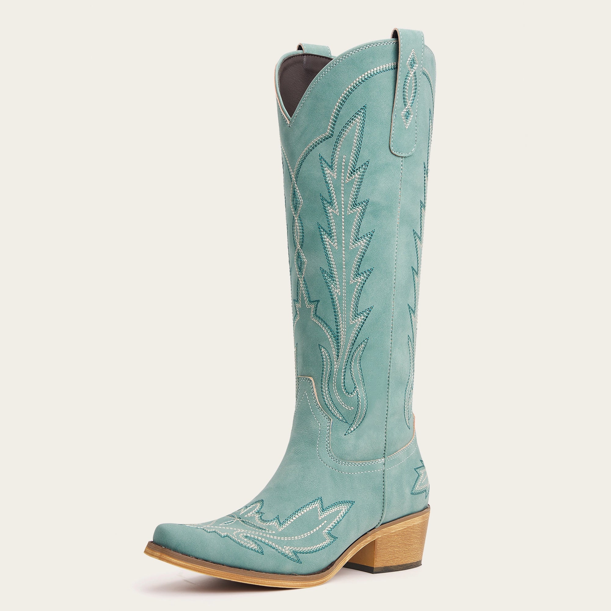 The Sierra – Turquoise Lightning Embroidered Cowgirl Boots