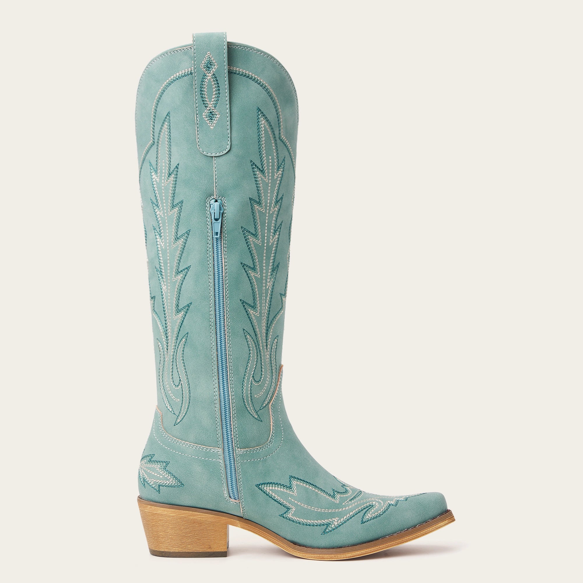 The Rosemary – Turquoise Lightning Embroidered Cowgirl Boots