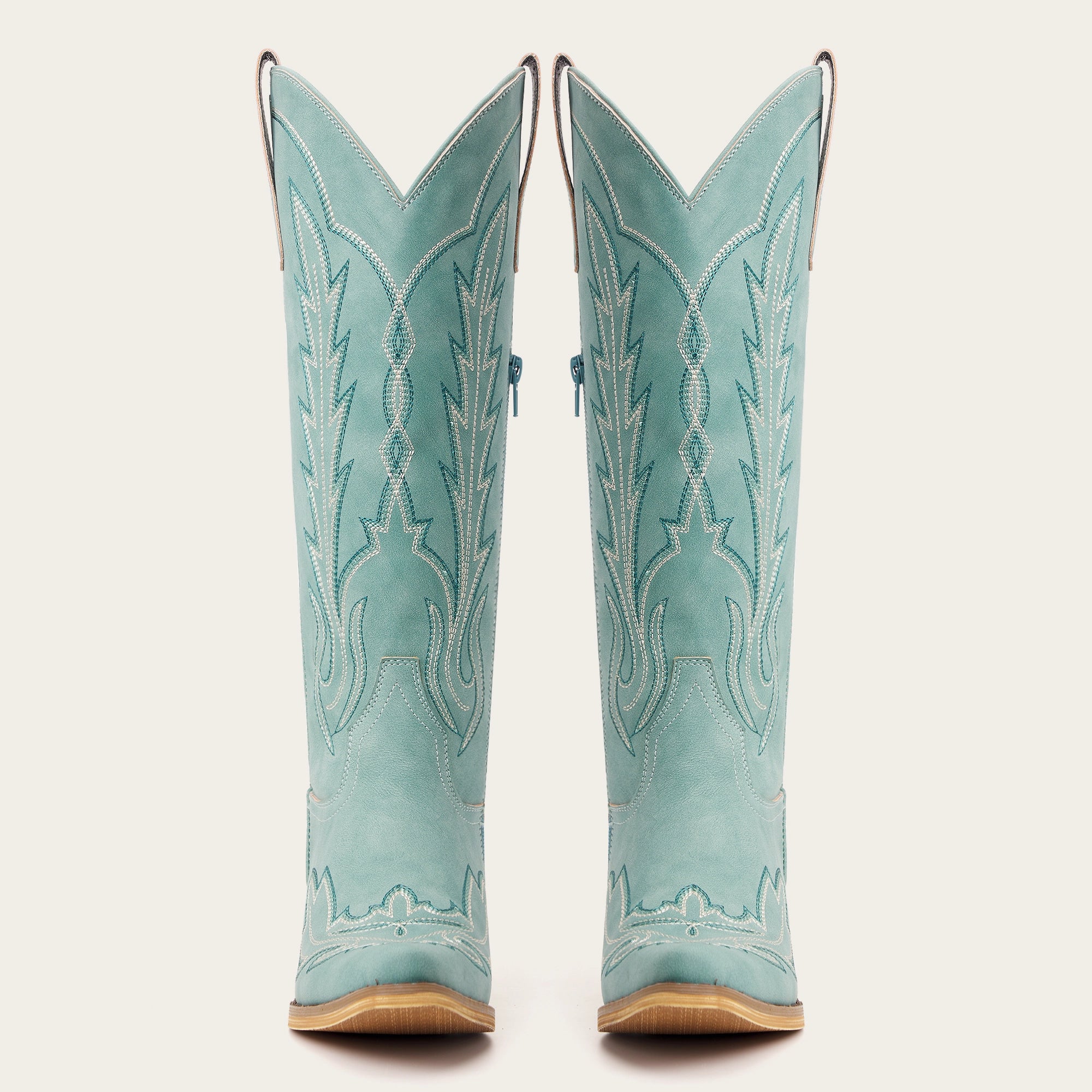 The Rosemary – Turquoise Lightning Embroidered Cowgirl Boots