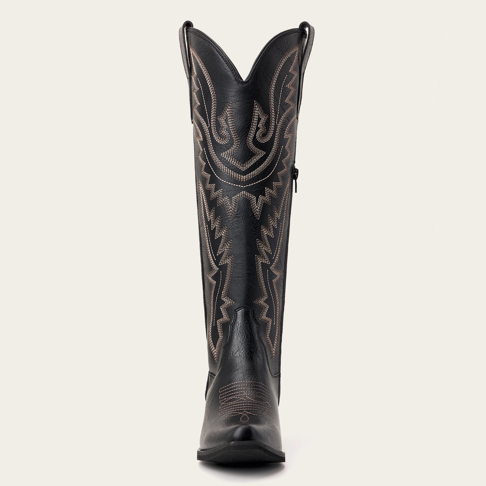 The Withersteen - Black Adjustable Wide Calf Snip Toe Tall Western Cowgirl Boots