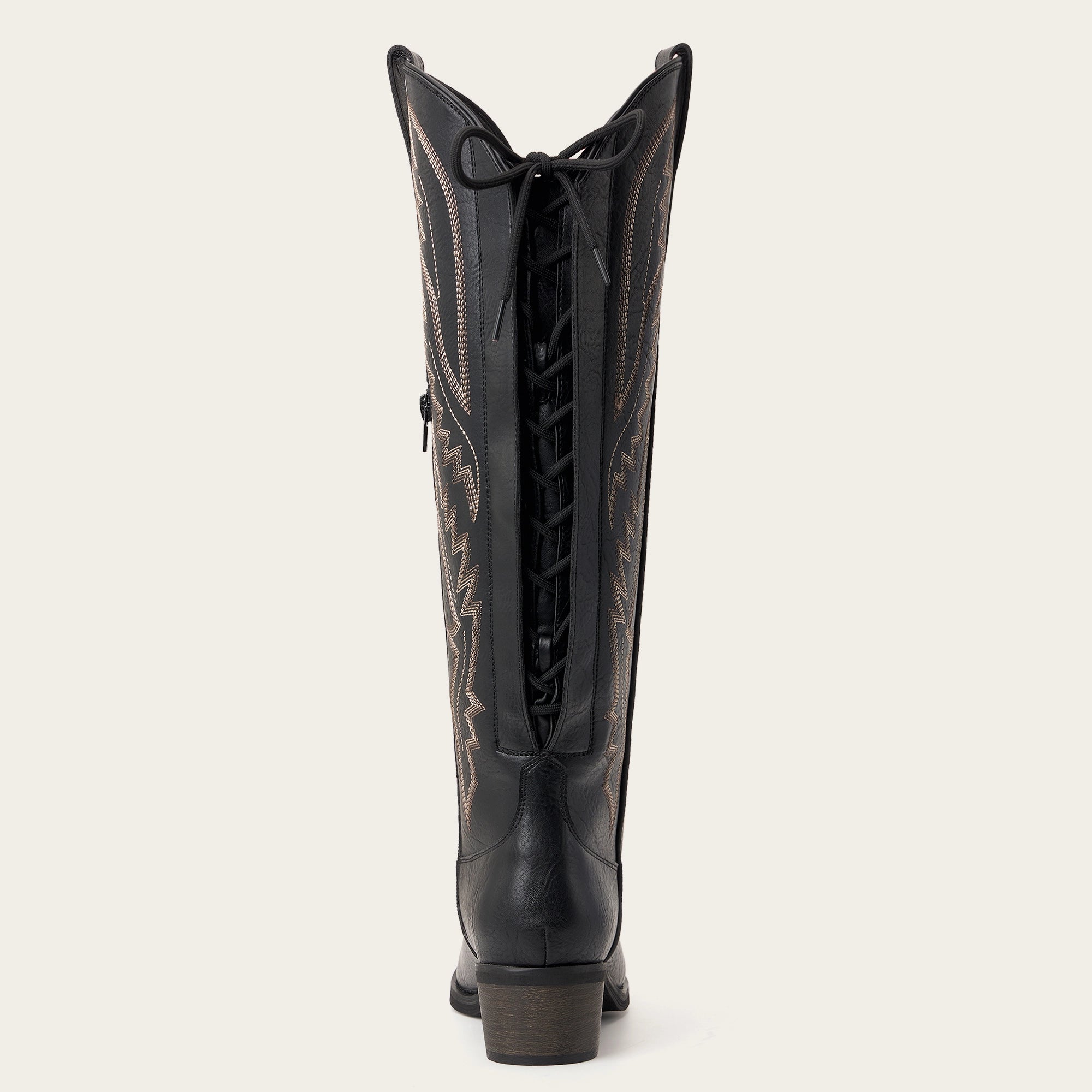 The Withersteen - Black Adjustable Wide Calf Snip Toe Tall Western Cowgirl Boots
