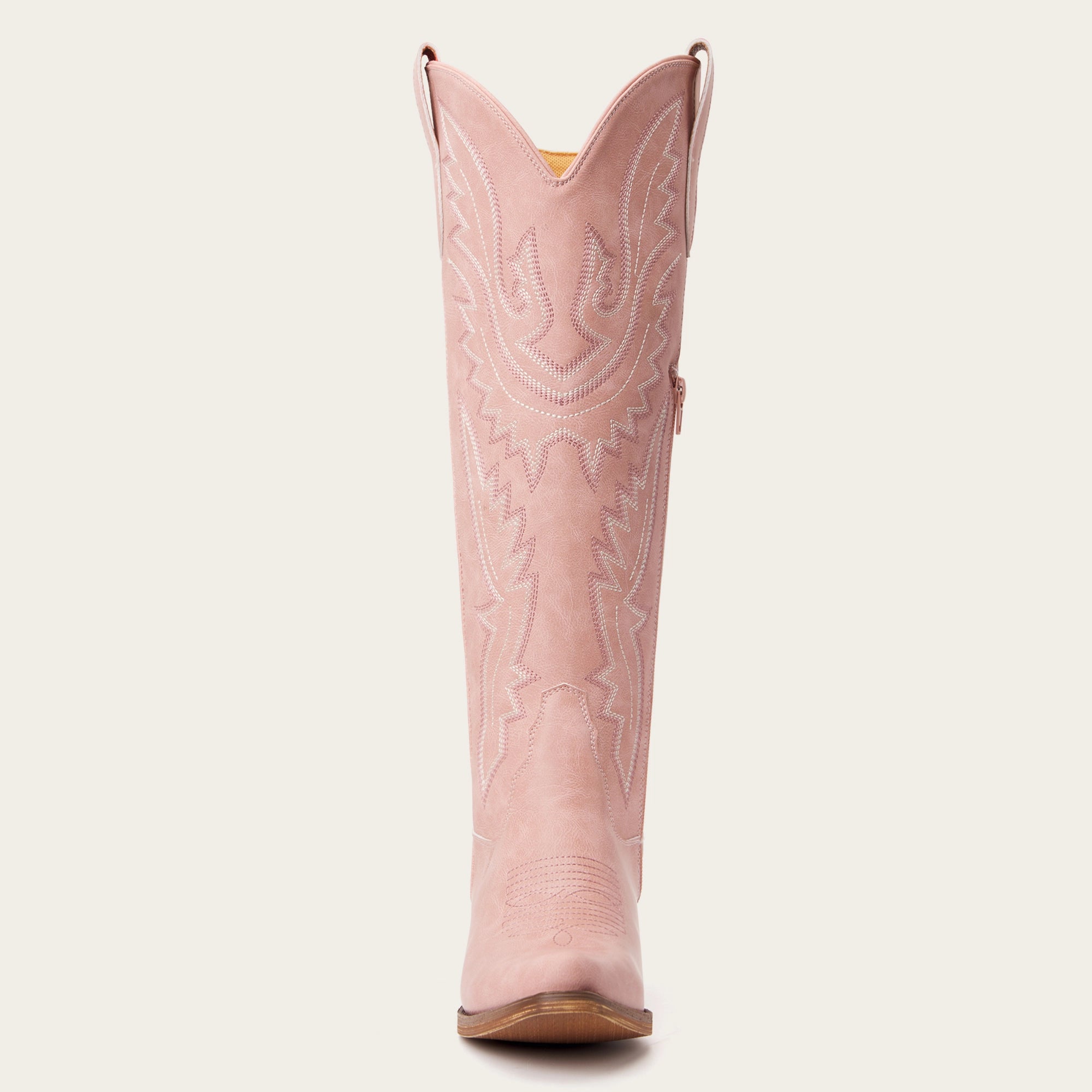 The Withersteen – Blush Pink Adjustable Wide Calf Snip Toe Tall Western Cowgirl Boots
