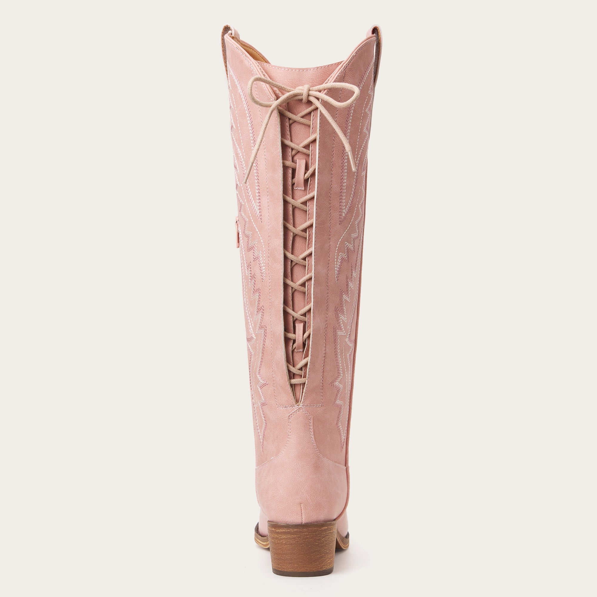 The Withersteen – Blush Pink Adjustable Wide Calf Snip Toe Tall Western Cowgirl Boots