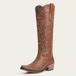 The Molly Wood - Chestnut Brown Starburst Embroidered Tall Western Cowgirl Boots with Side Zipper