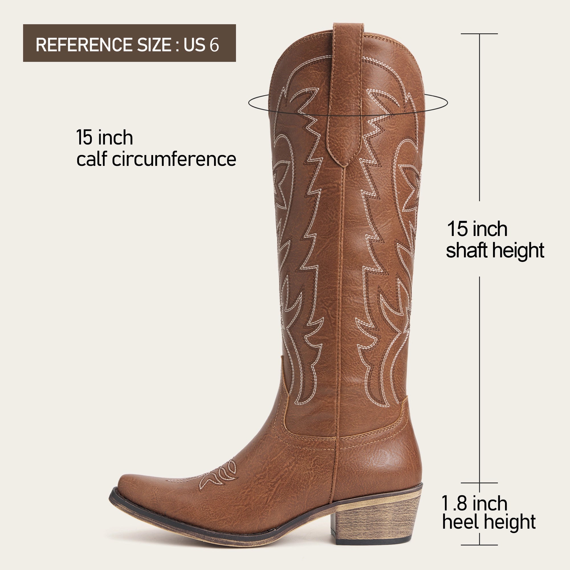 The Molly Wood – Brown Starburst Embroidered Snip Toe Tall Western Cowgirl Boots