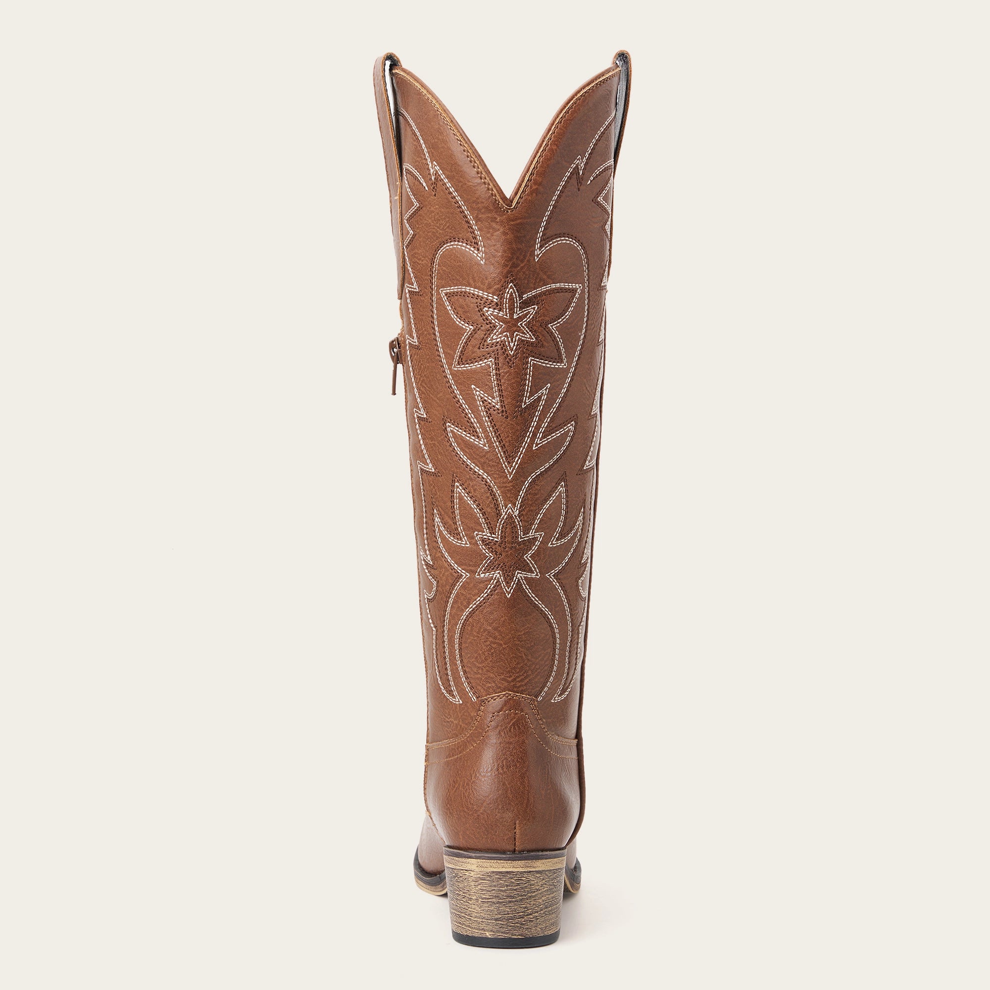 The Molly Wood – Brown Starburst Embroidered Snip Toe Tall Western Cowgirl Boots