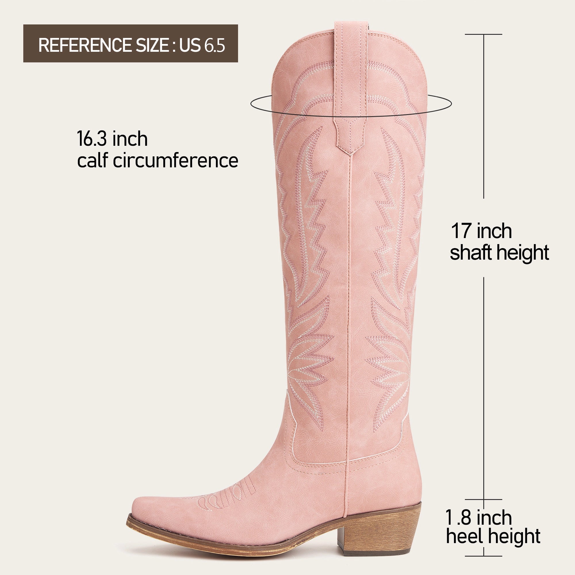 The Laurey - Blush Pink Embroidered Snip Toe Cowgirl Boots with Side Zipper