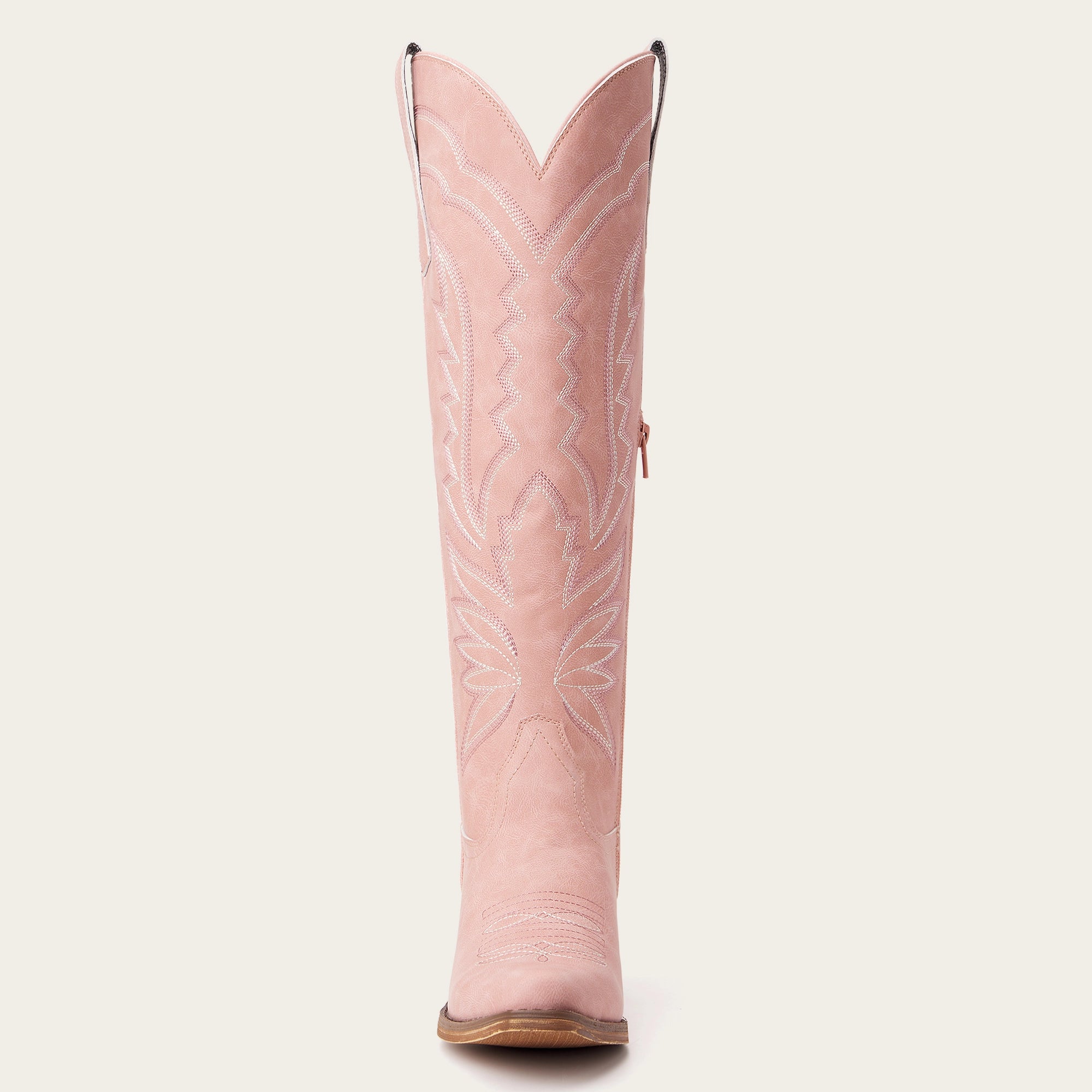 The Laurey - Blush Pink Lightning Embroidered Cowgirl Boots with Classic Western Flair