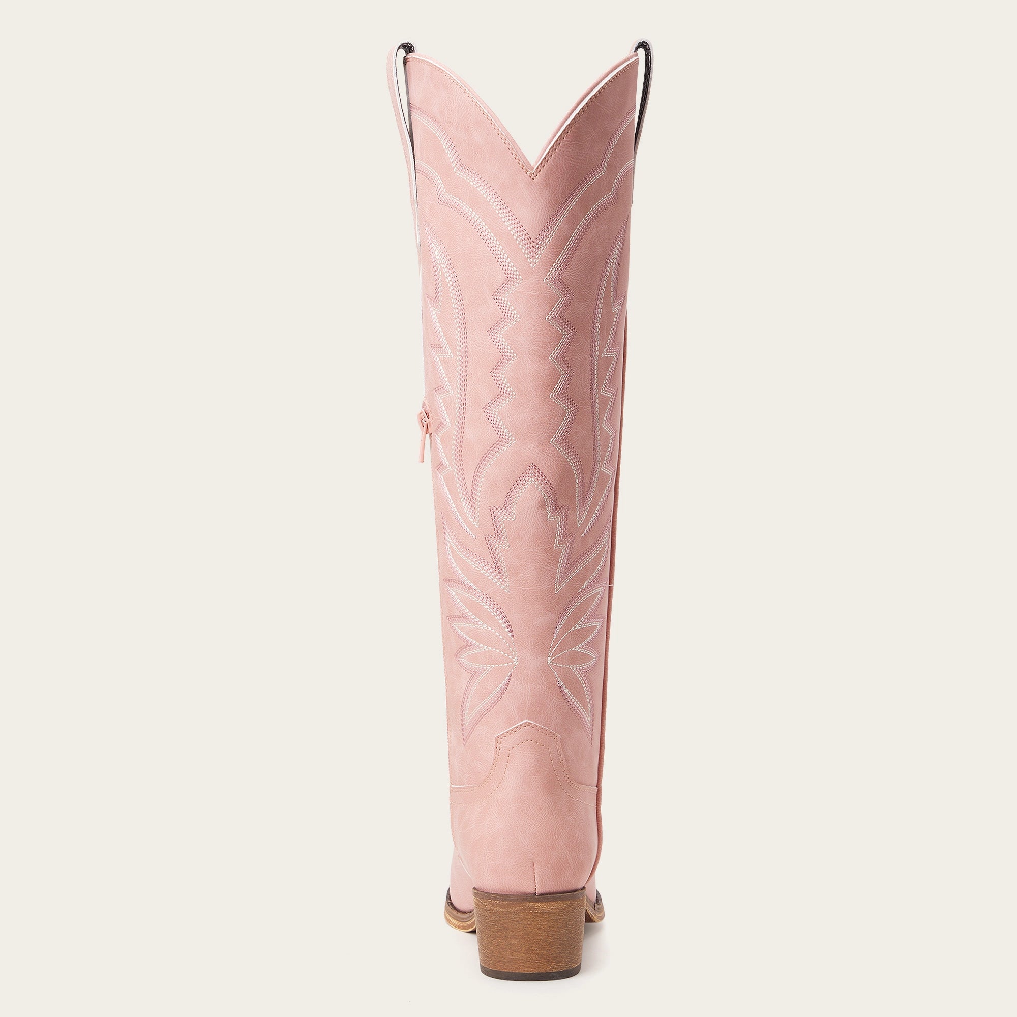 The Laurey - Blush Pink Lightning Embroidered Cowgirl Boots with Classic Western Flair
