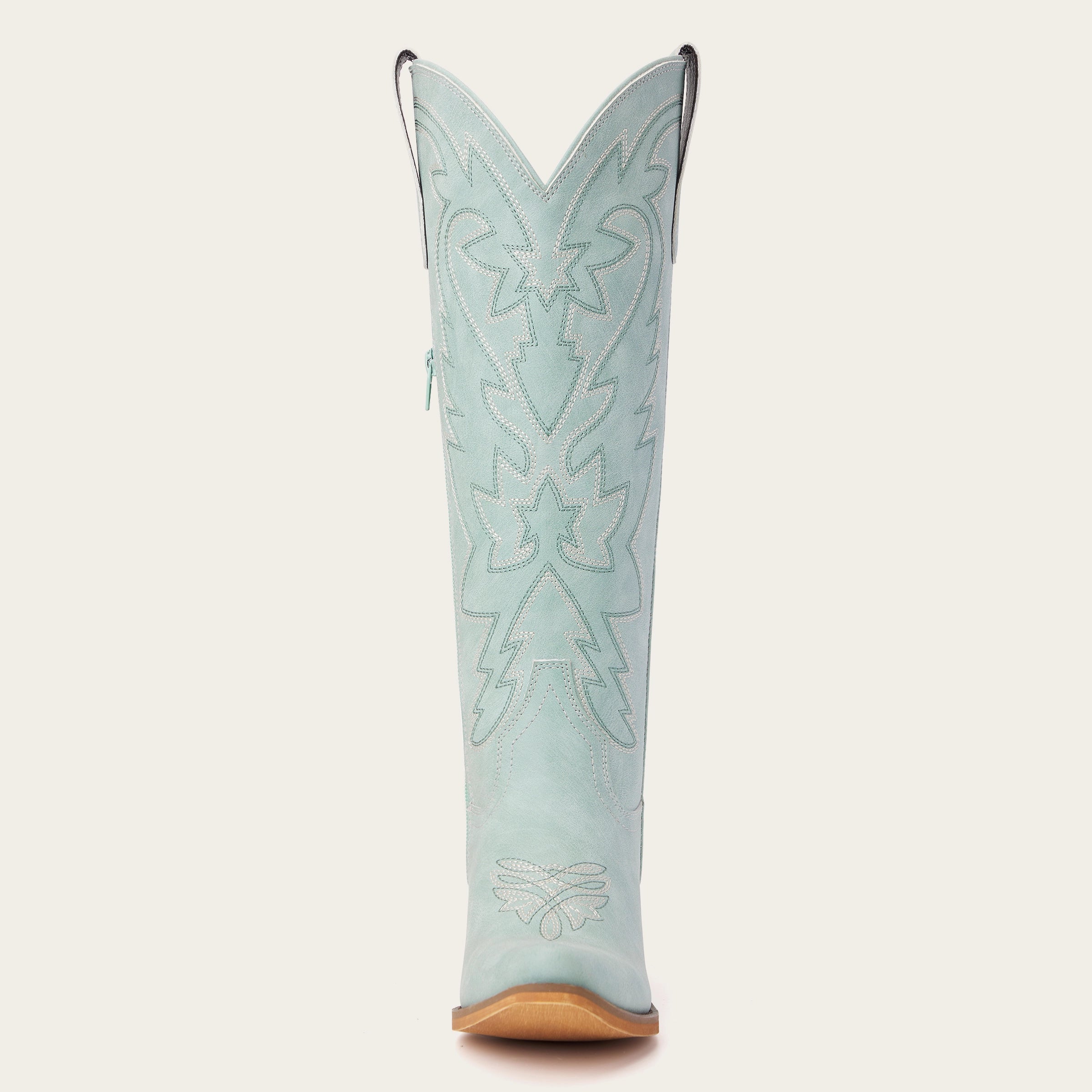 The Molly Wood - Sky Blue Embroidered Tall Western Cowgirl Boots with Side Zipper