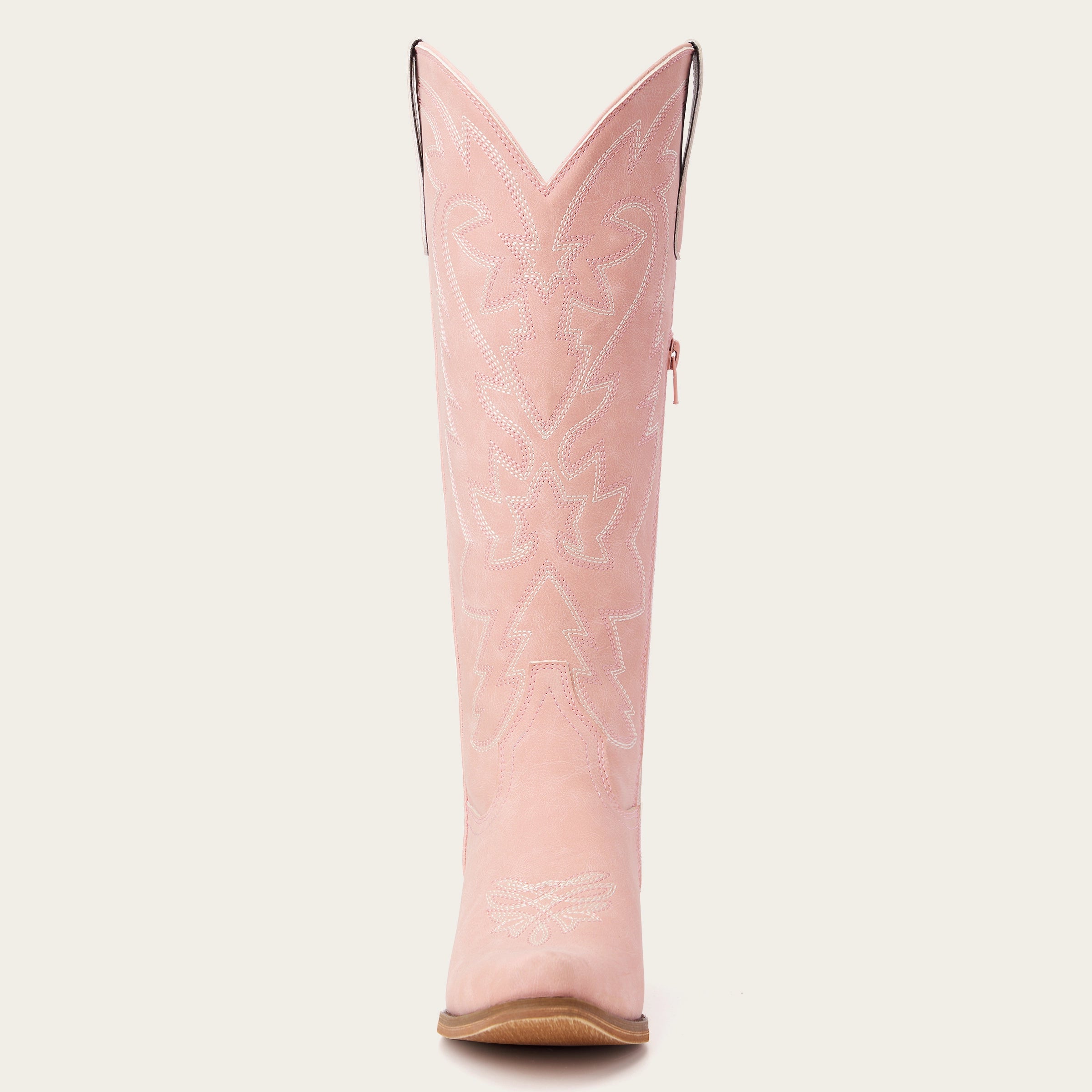The Molly Wood - Blush Pink Embroidered Tall Western Cowgirl Boots with Side Zipper