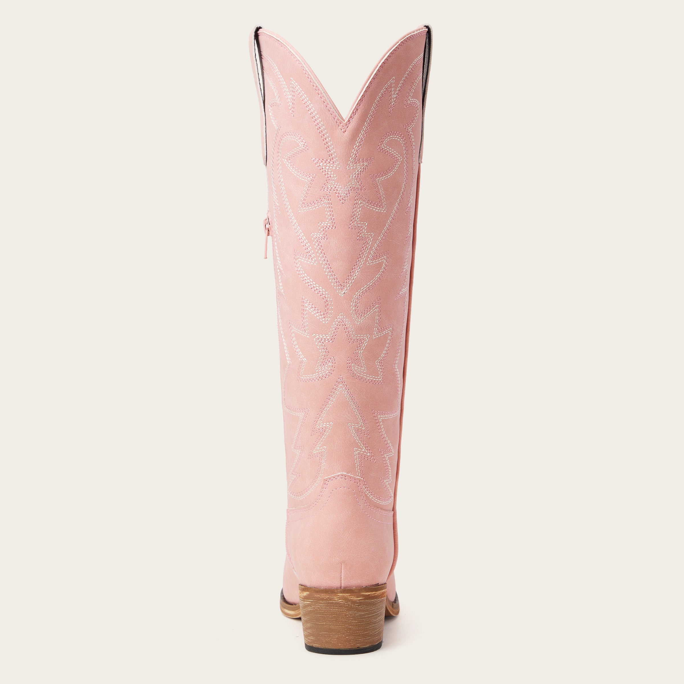 The Molly Wood - Blush Pink Embroidered Tall Western Cowgirl Boots with Side Zipper