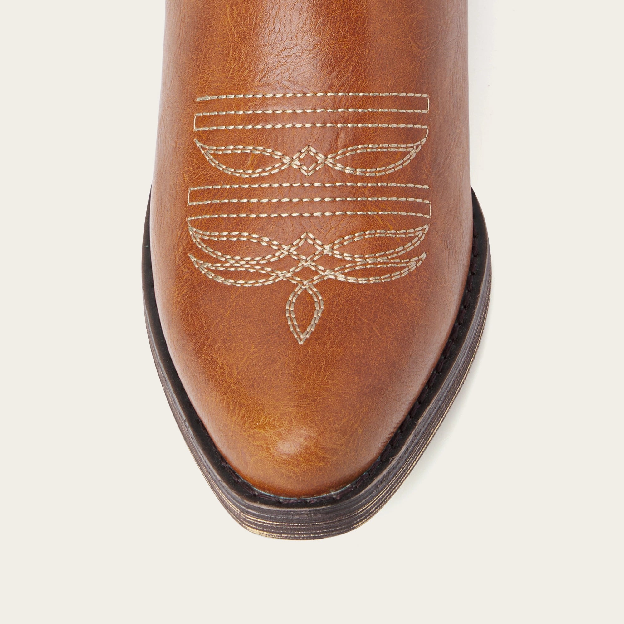 The Cattle - Tan Wide Calf Embroidered Snip Toe Cowgirl Boots with Side Zipper