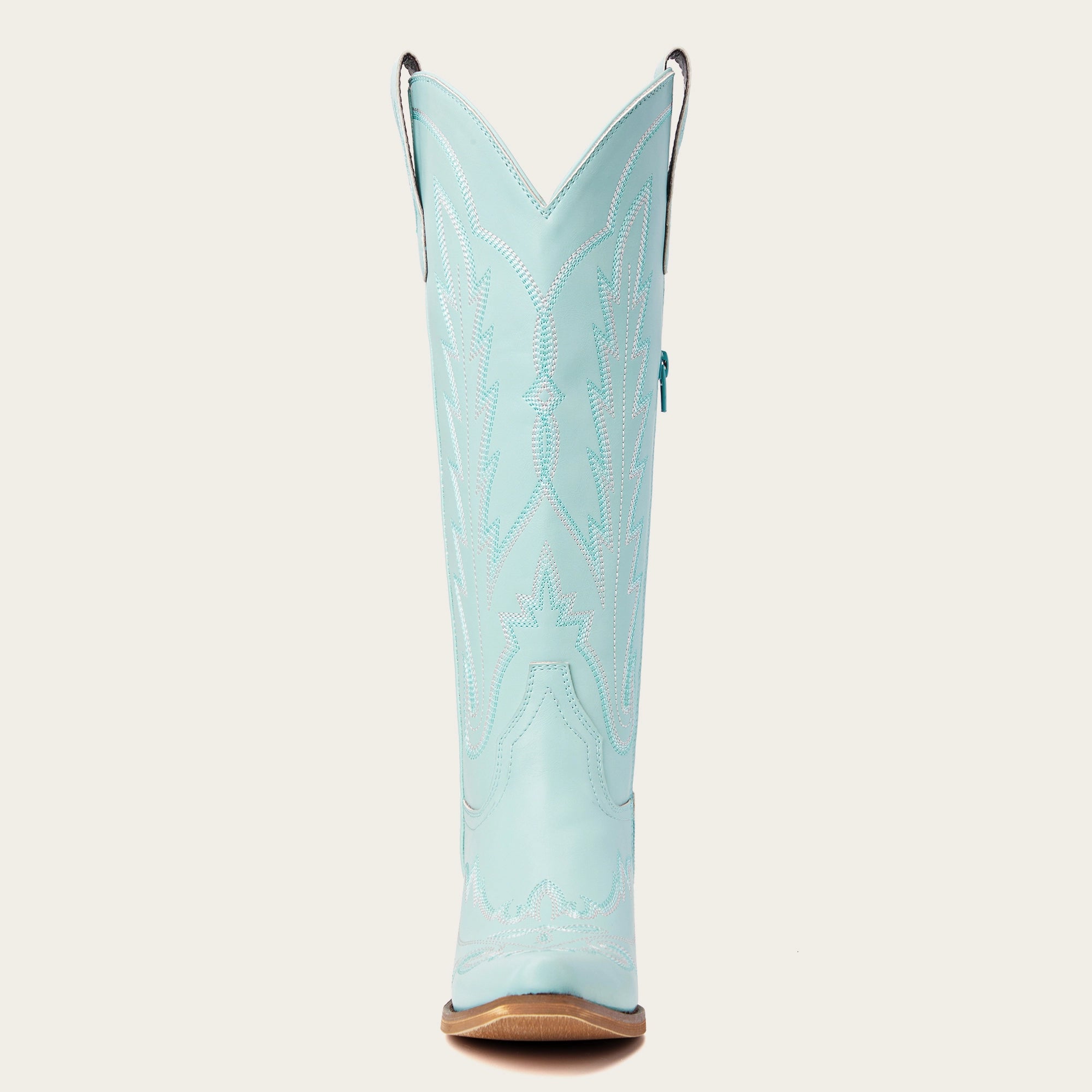 The Rosemary - Sky Blue Embroidered Tall Western Cowgirl Boots with Side Zipper