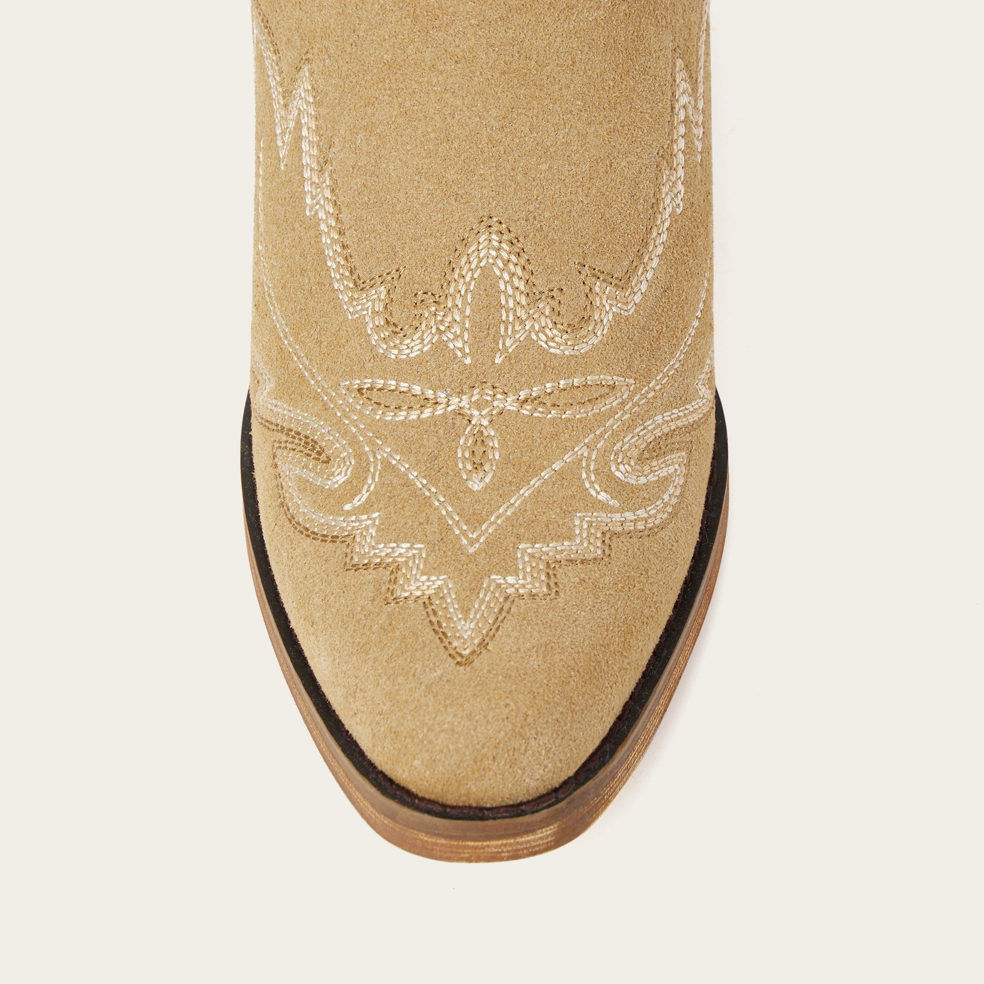 The Rosemary - Beige Embroidered Tall Western Cowgirl Boots with Side Zipper