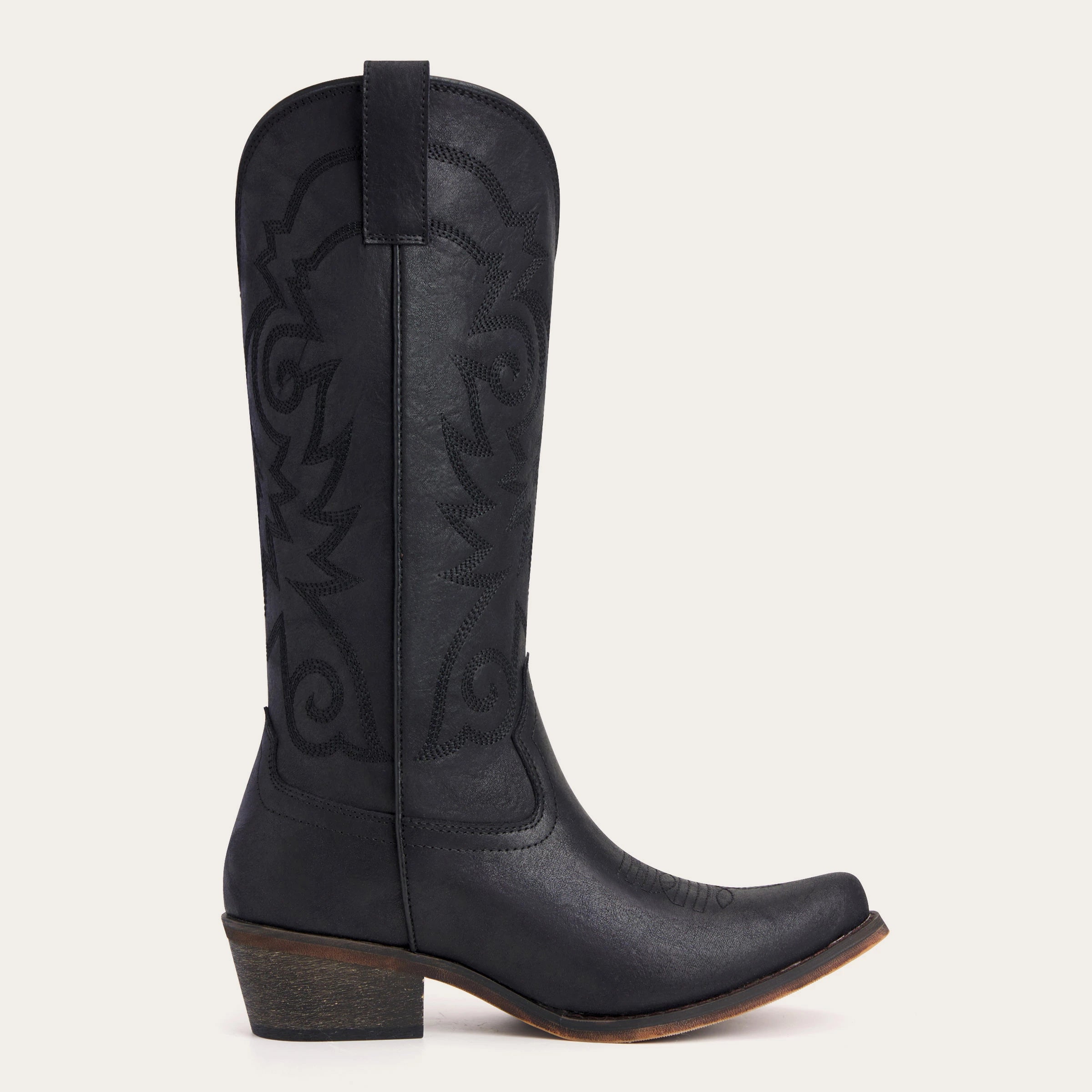 The Cassidy - Black Embroidered Snip Toe Western Cowgirl Boots