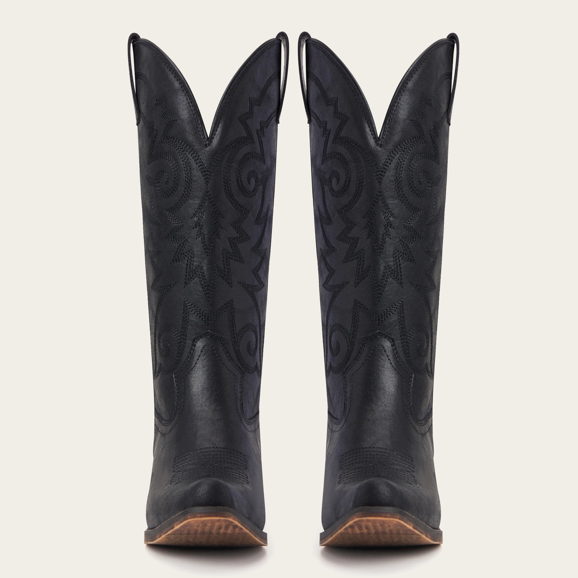 The Cassidy - Black Embroidered Snip Toe Western Cowgirl Boots