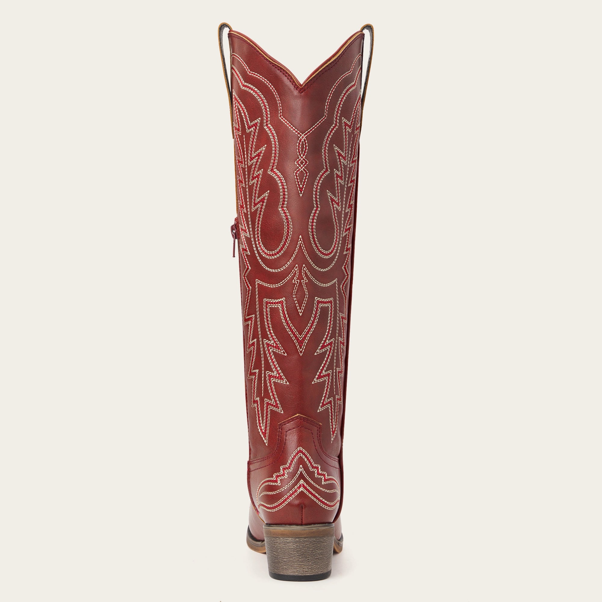 The Montana - Red Embroidered Snip Toe Tall Cowgirl Boots with Side Zipper