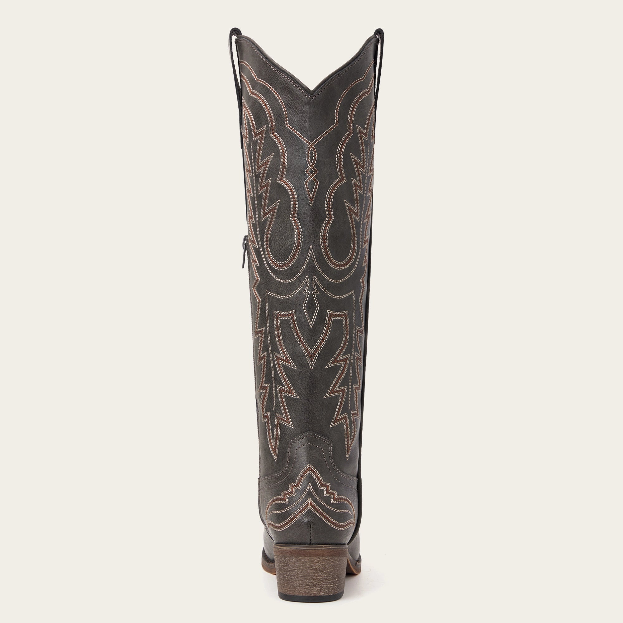 The Montana - Charcoal Black Embroidered Snip Toe Tall Cowgirl Boots with Side Zipper