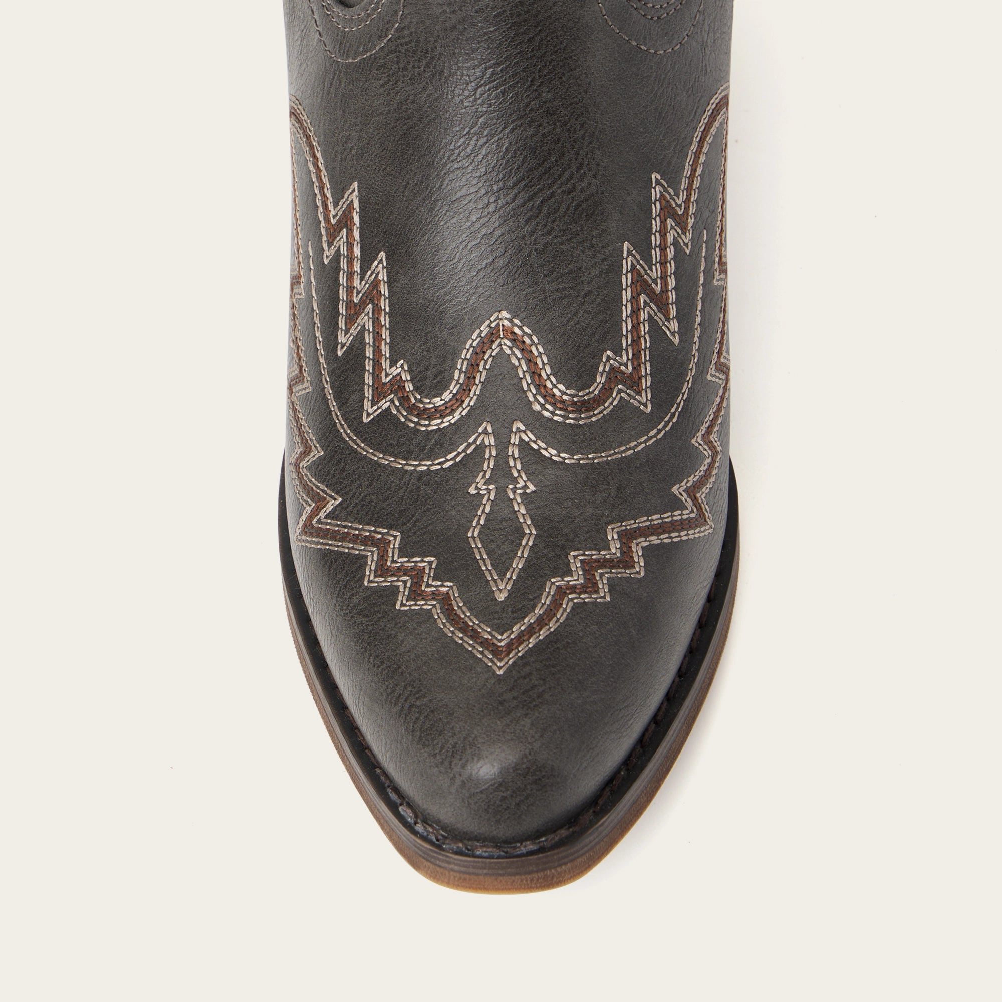 The Montana - Charcoal Black Embroidered Snip Toe Tall Cowgirl Boots with Side Zipper