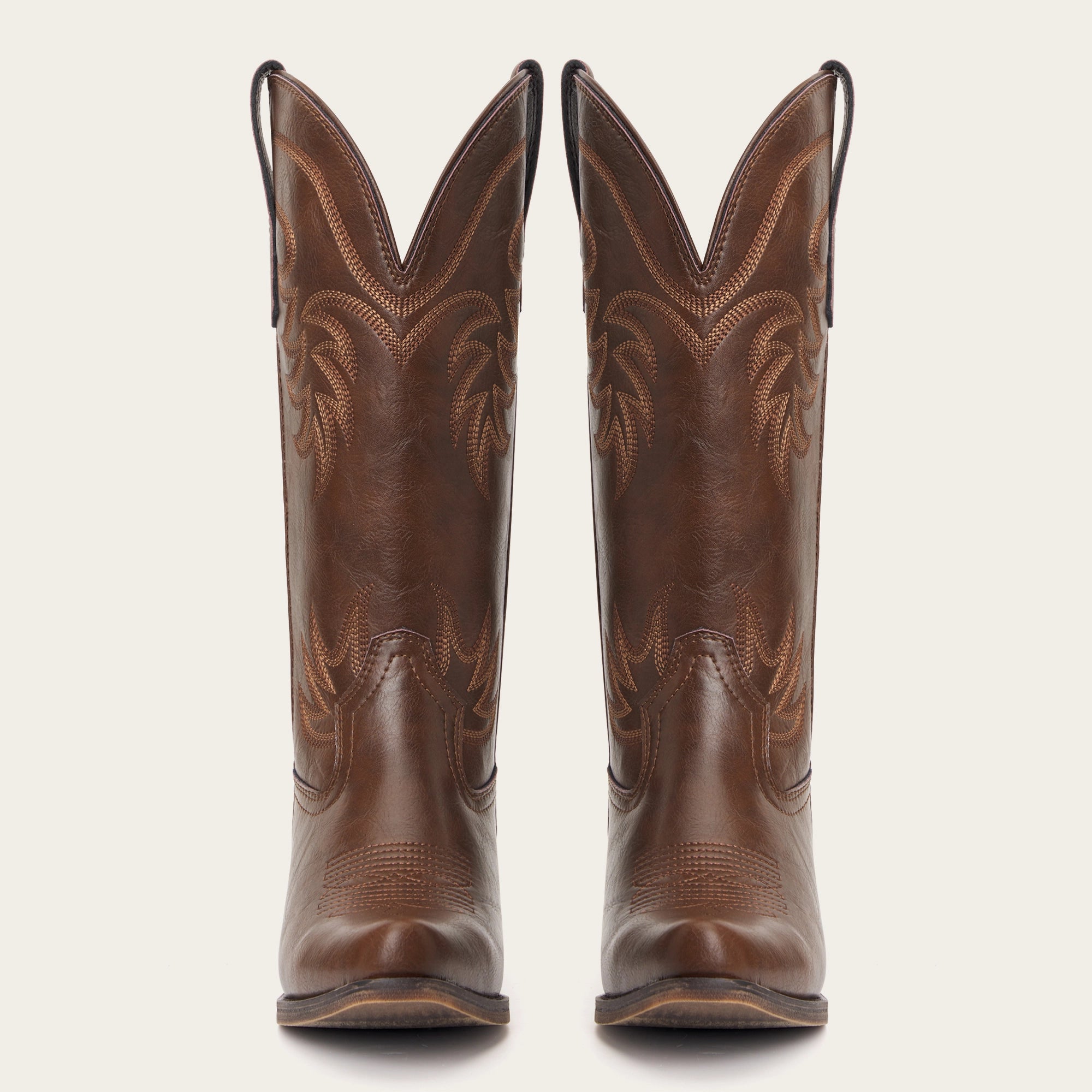 The Elizabeth - Brown Bonded Leather Classic Snip Toe Cowgirl Boots