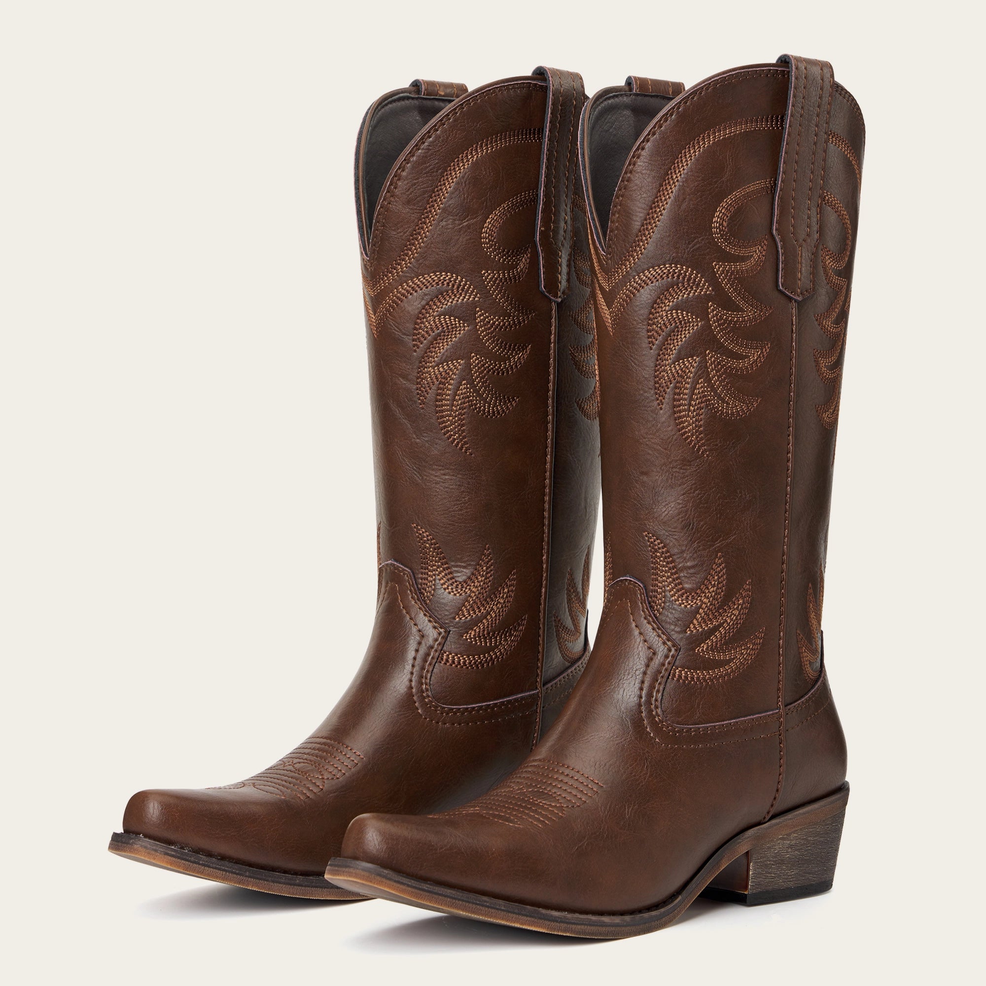 The Elizabeth - Brown Bonded Leather Classic Snip Toe Cowgirl Boots