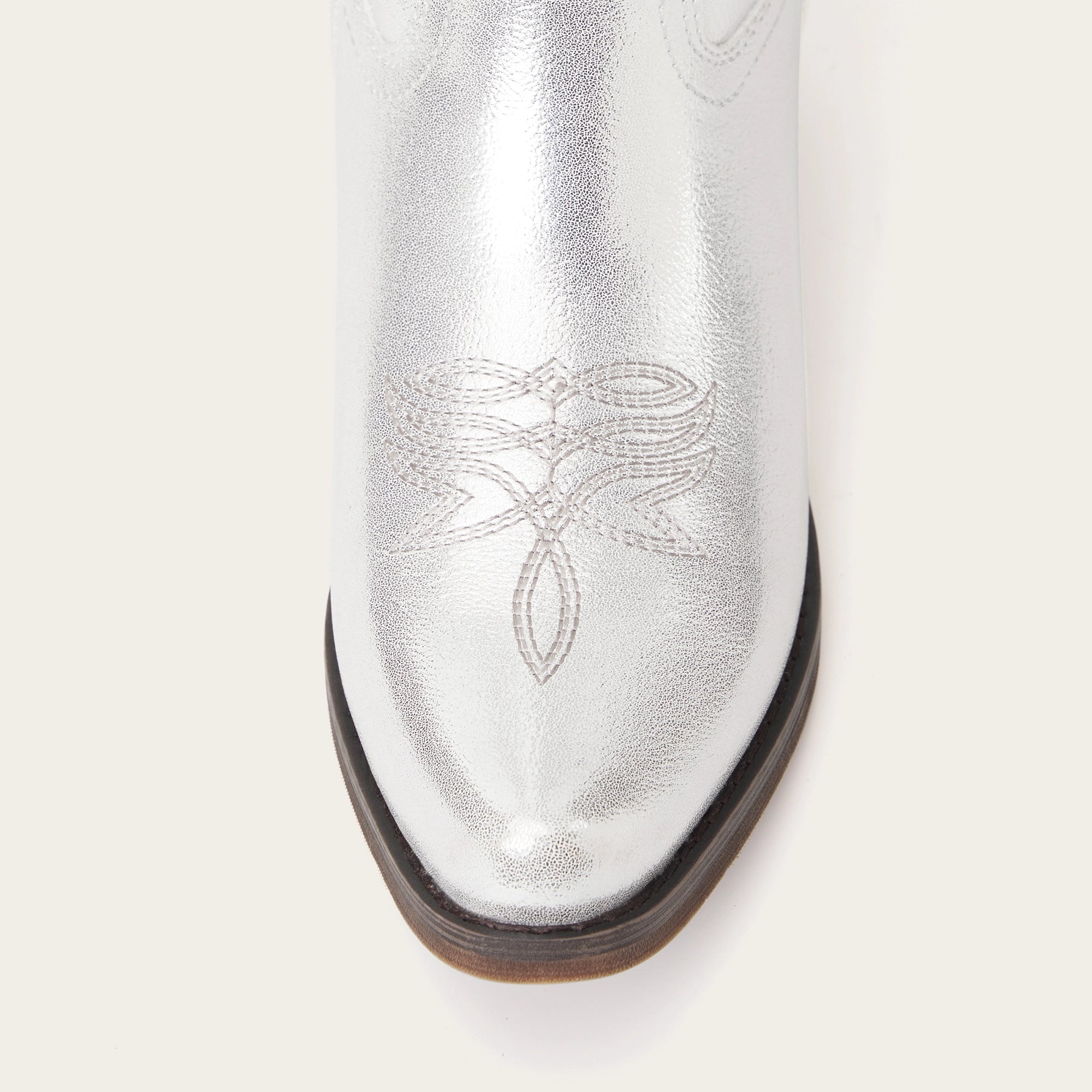 The Molly Wood - Metallic Silver Starburst Embroidered Tall Western Cowgirl Boots with Side Zipper
