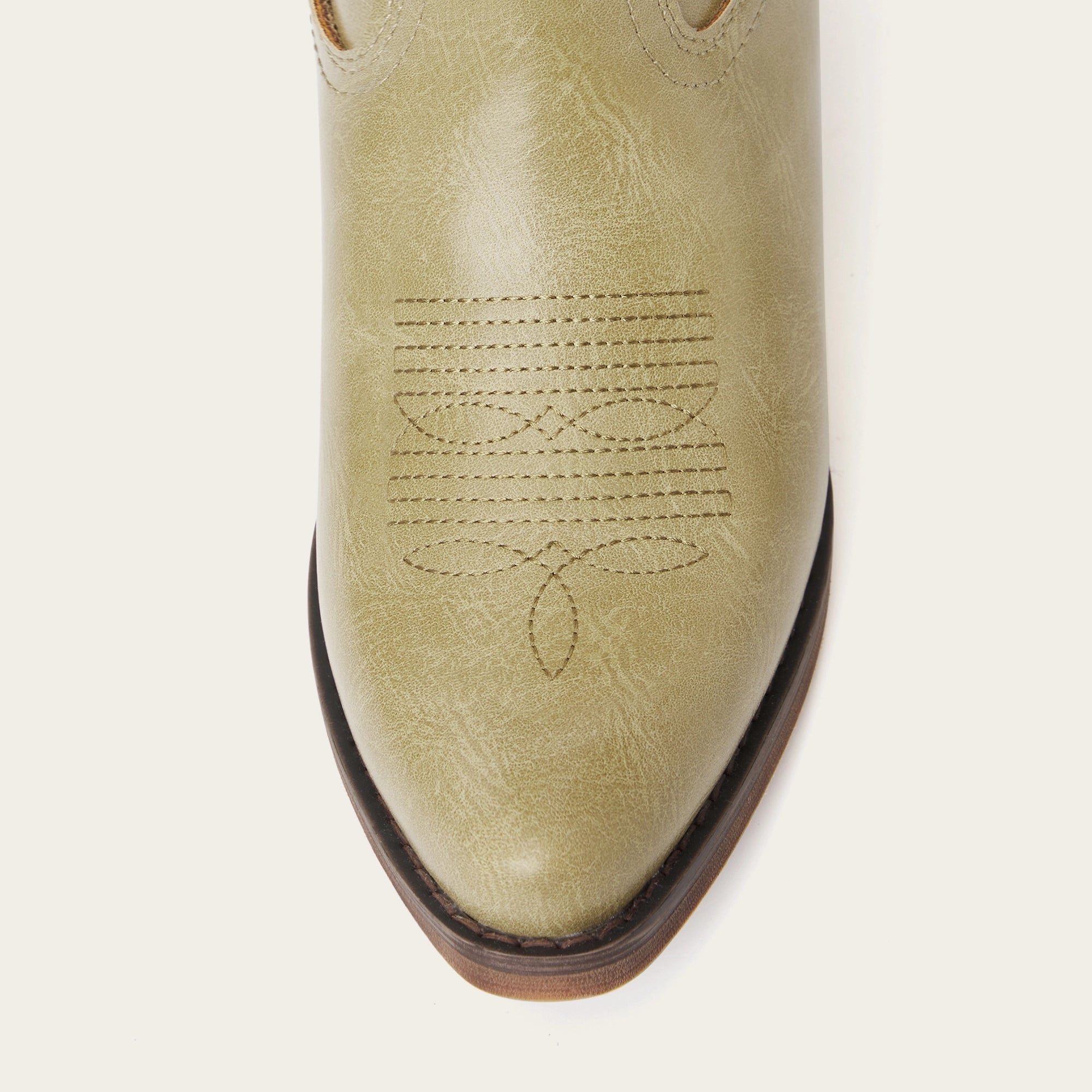 The Elizabeth - Sage Green Bonded Leather Classic Snip Toe Cowgirl Boots