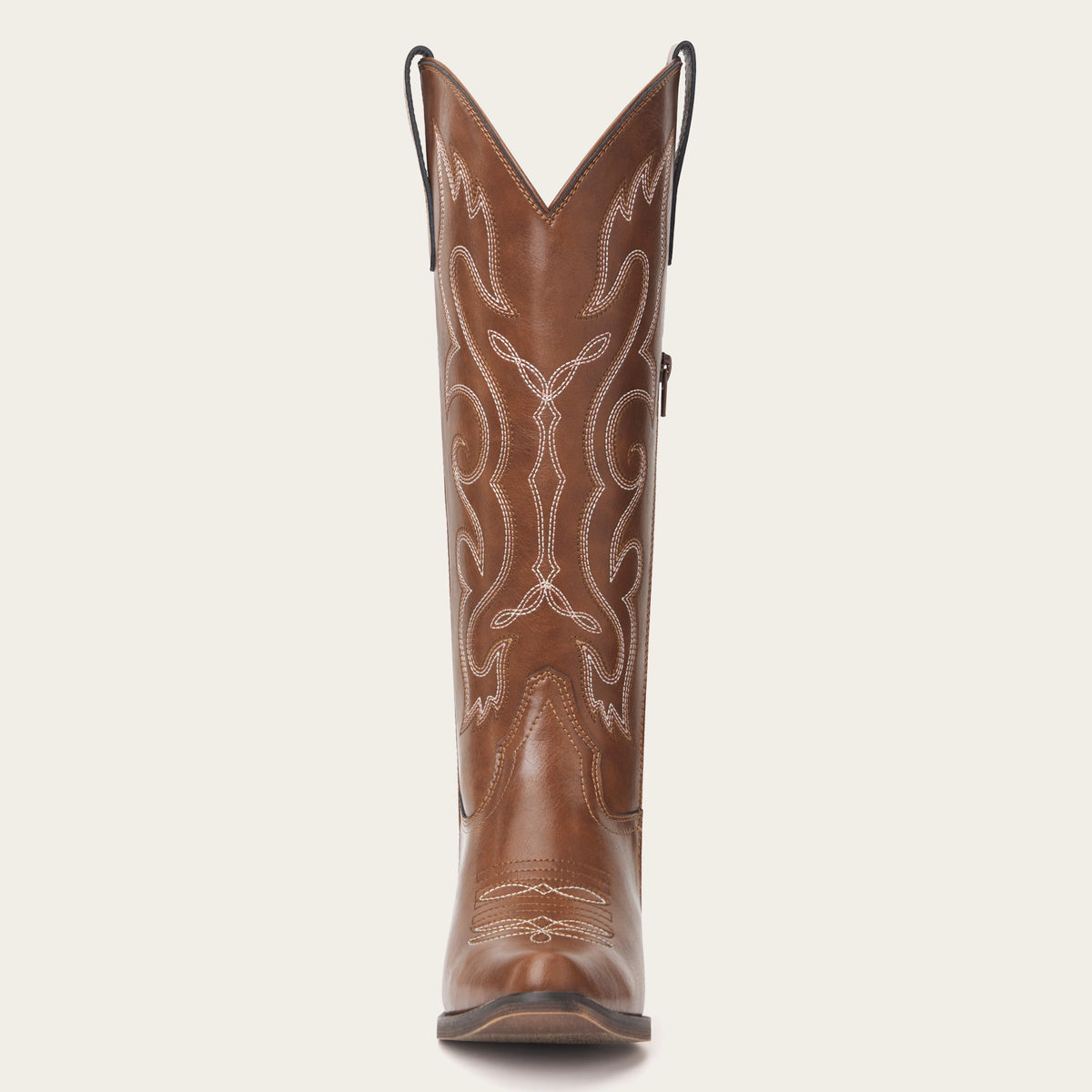 The Cheyenne - Brown Vintage Scroll Embroidered Snip Toe Cowgirl Boots with Side Zipper