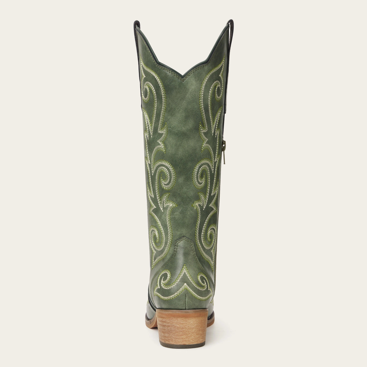 The Jolene - Sage Green Scroll Embroidered Snip Toe Cowgirl Boots with Side Zipper