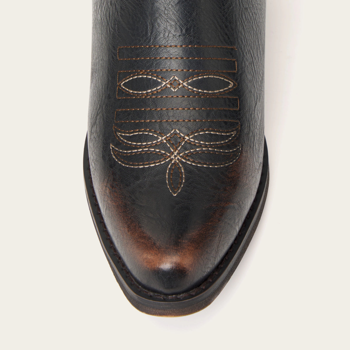 The Cheyenne - DarkBrown Scroll Embroidered Snip Toe Cowgirl Boots with Side Zipper