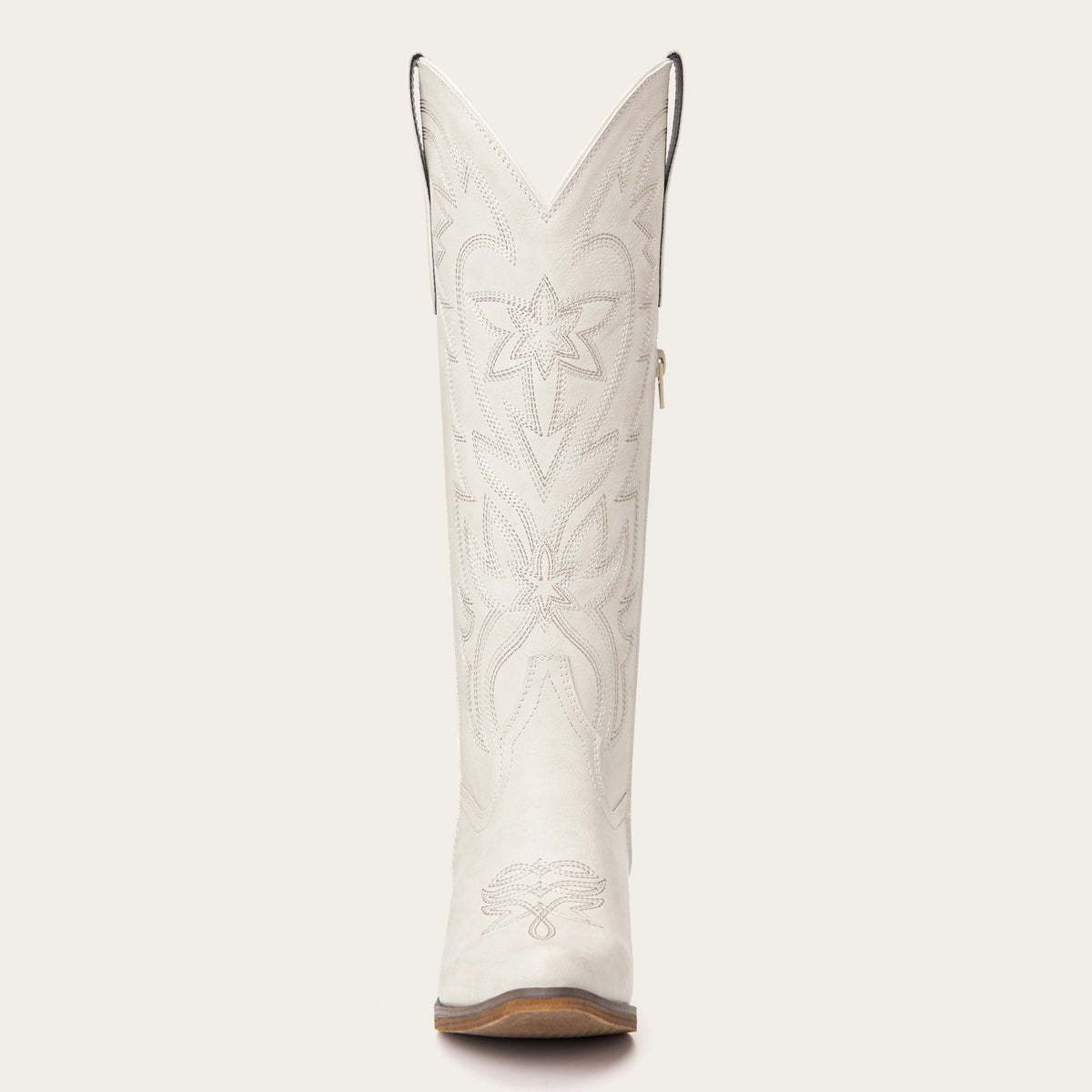 The Molly Wood - Cream Starburst Embroidered Tall Western Cowgirl Boots with Side Zipper