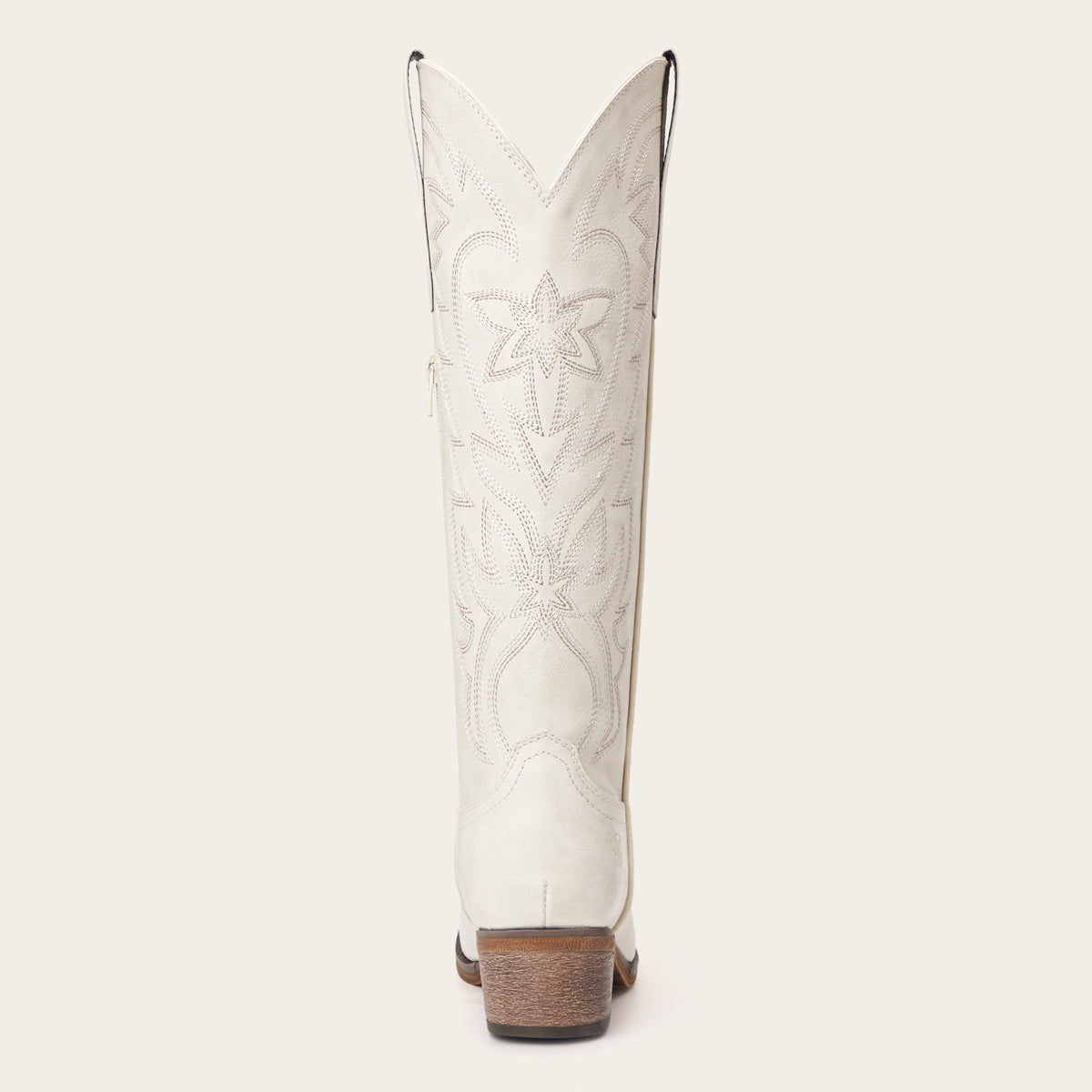 The Molly Wood - Cream Starburst Embroidered Tall Western Cowgirl Boots with Side Zipper
