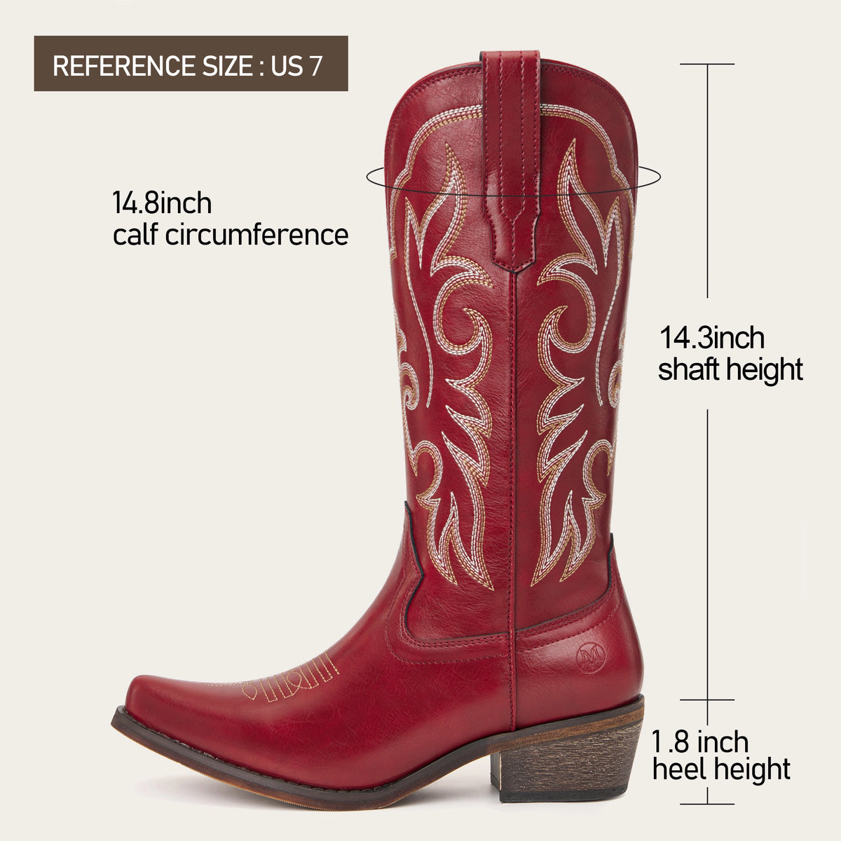 The Loretta - Red Flame Embroidered Cowgirl Boots with Side Zipper