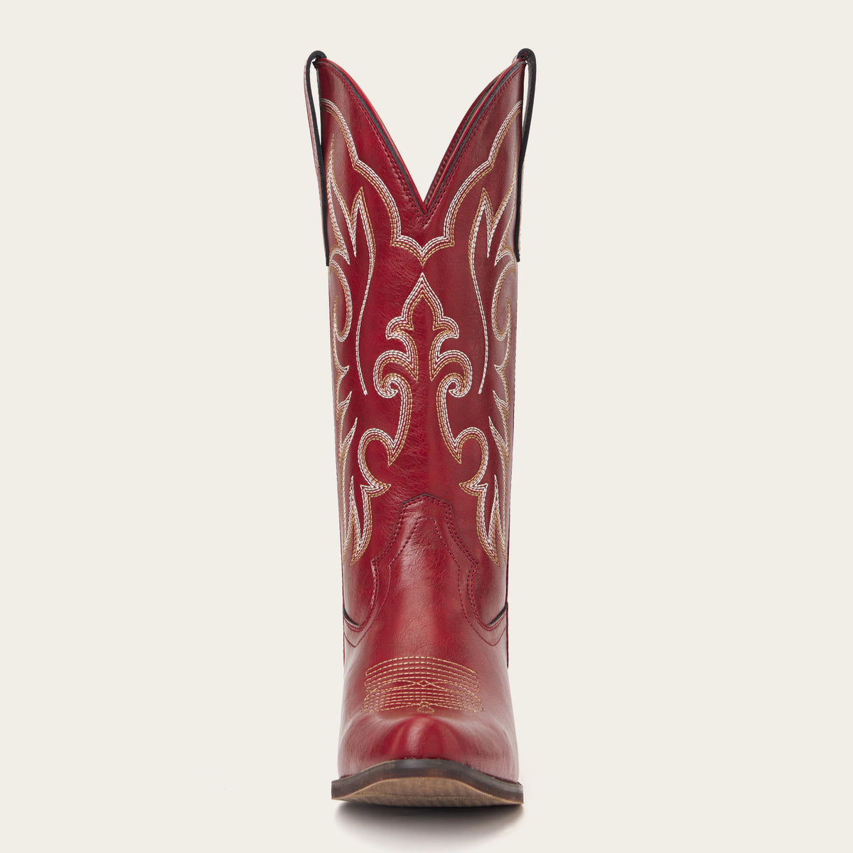 The Loretta - Red Flame Embroidered Cowgirl Boots with Side Zipper