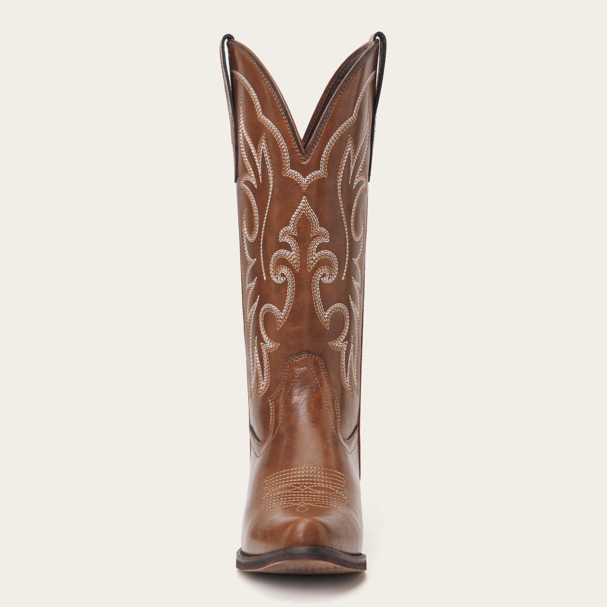 The Loretta - Brown Flame Embroidered Cowgirl Boots with Side Zipper