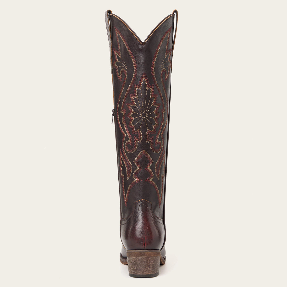 The Roswell - Mahogany Tall Embroidered Cowgirl Boots with Side Zipper