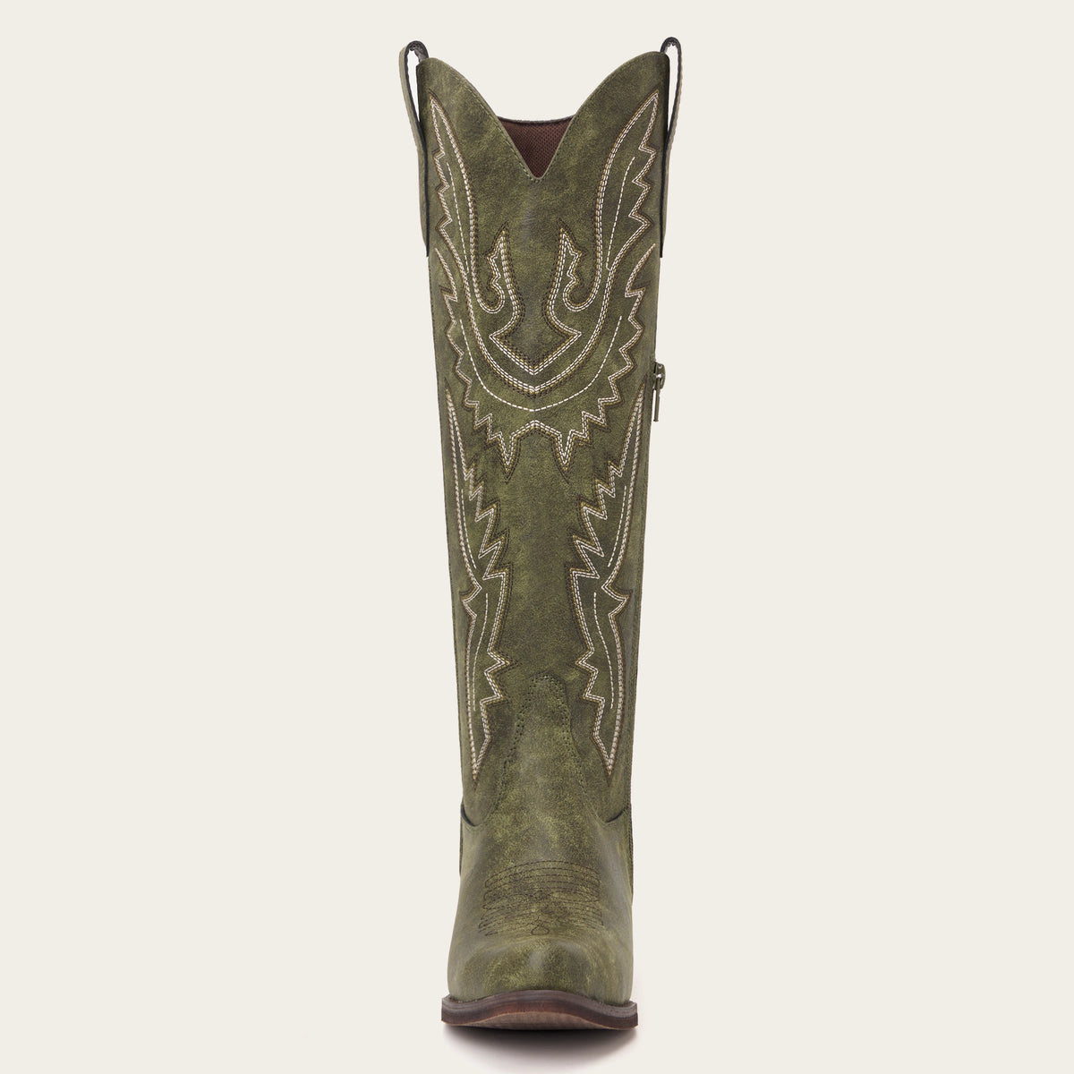 The Withersteen - Olive Adjustable Wide Calf Soft Snip Toe Tall Western Cowgirl Boots