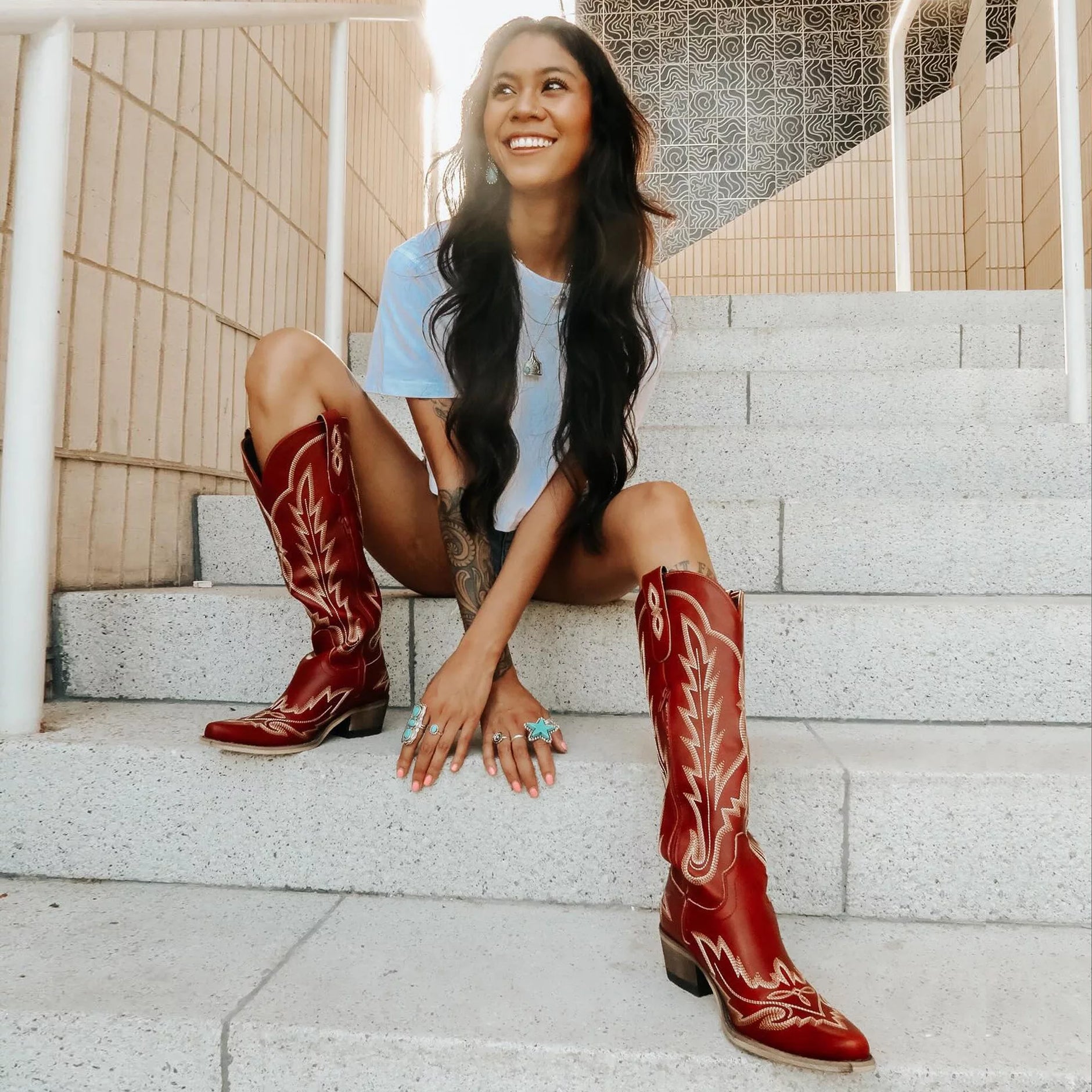 【⭐︎】herlipto Double Belt Ankle Boots LEATHER BOOT BELT LEA - 2CM - SINGLE CHAIN - RED NAPPA