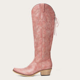 The Cattle – Dusty Rose Tall Western Boots with Tonal Embroidery