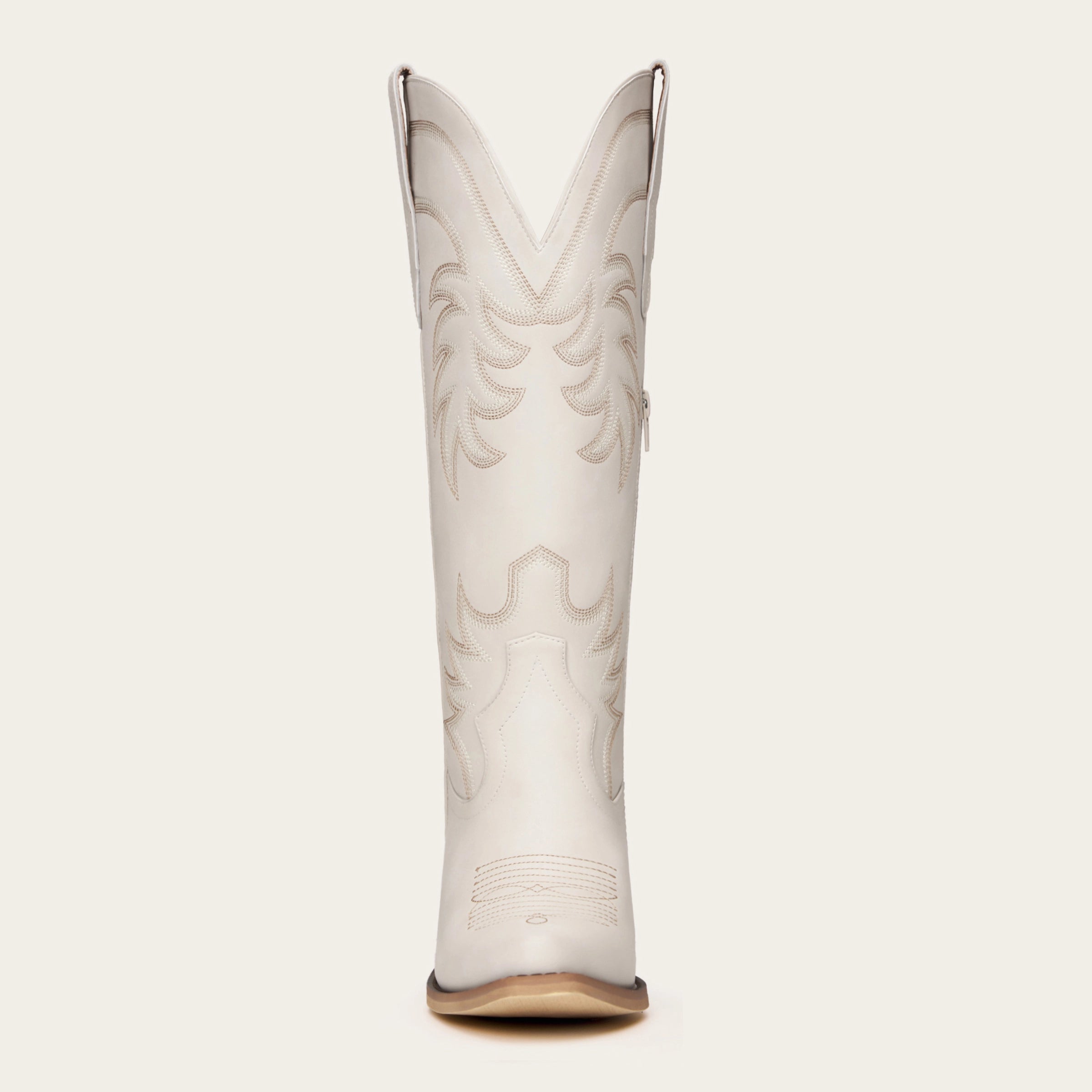 The Elizabeth - Cream Classic Snip Toe Slip-On Cowgirl Boots