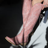 The Cattle – Dusty Rose Tall Western Boots with Tonal Embroidery