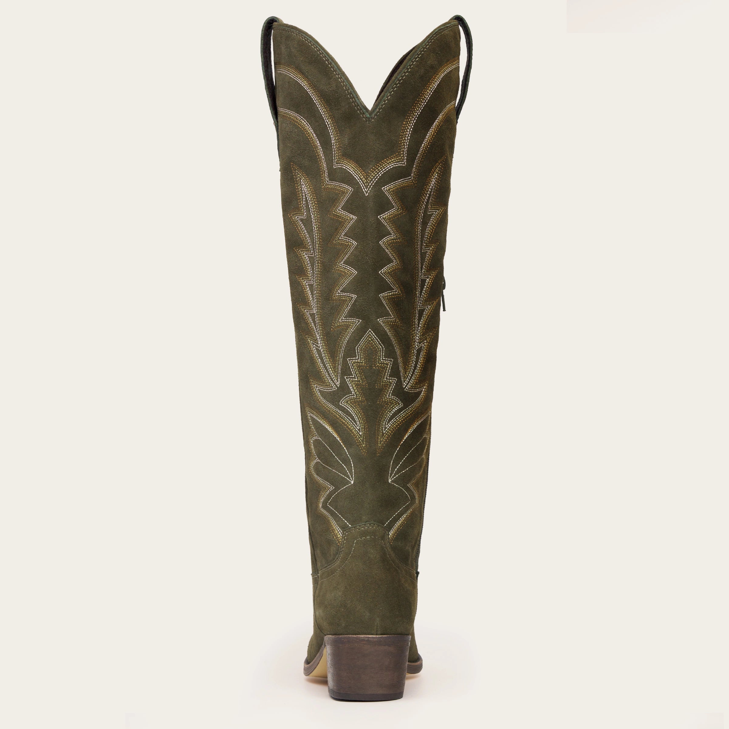 The Laurey - Olive Suede Embroidered Cowgirl Boots with Classic Western Flair