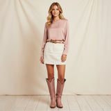 The Cattle – Dusty Rose Tall Western Boots with Tonal Embroidery