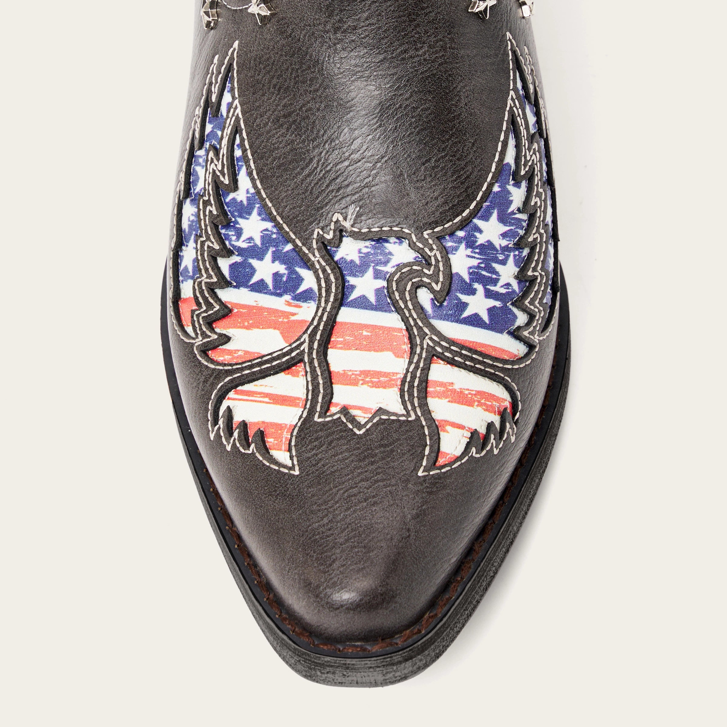 The Liberty – Grey Cowgirl Boots with 50 Stars & American Flag Eagle Embroidery
