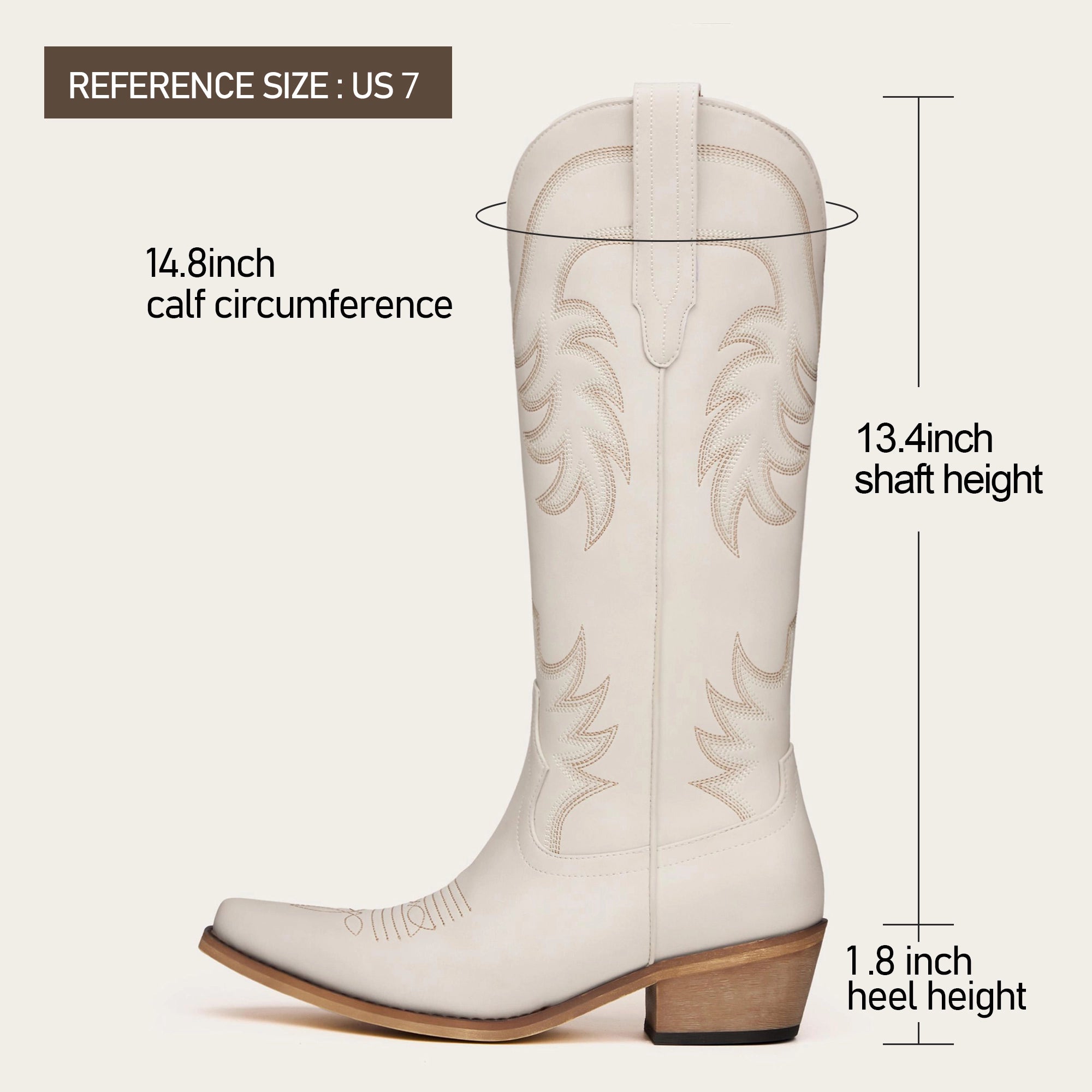 The Elizabeth - Cream Cowgirl Boots with Timeless Elegance Embroidery